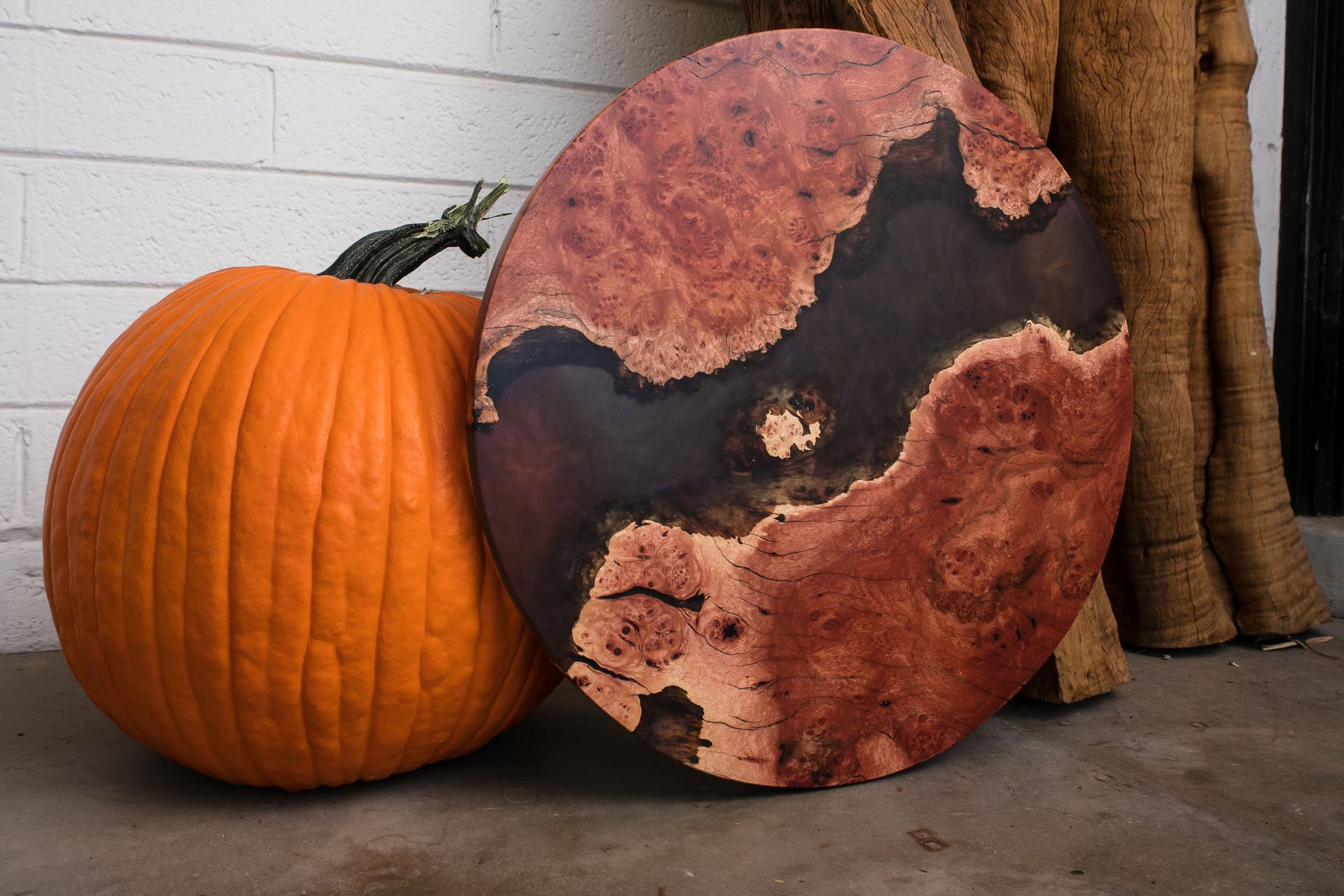18" African Sumac Red Burl River W/ Midnight Purple Resin River
