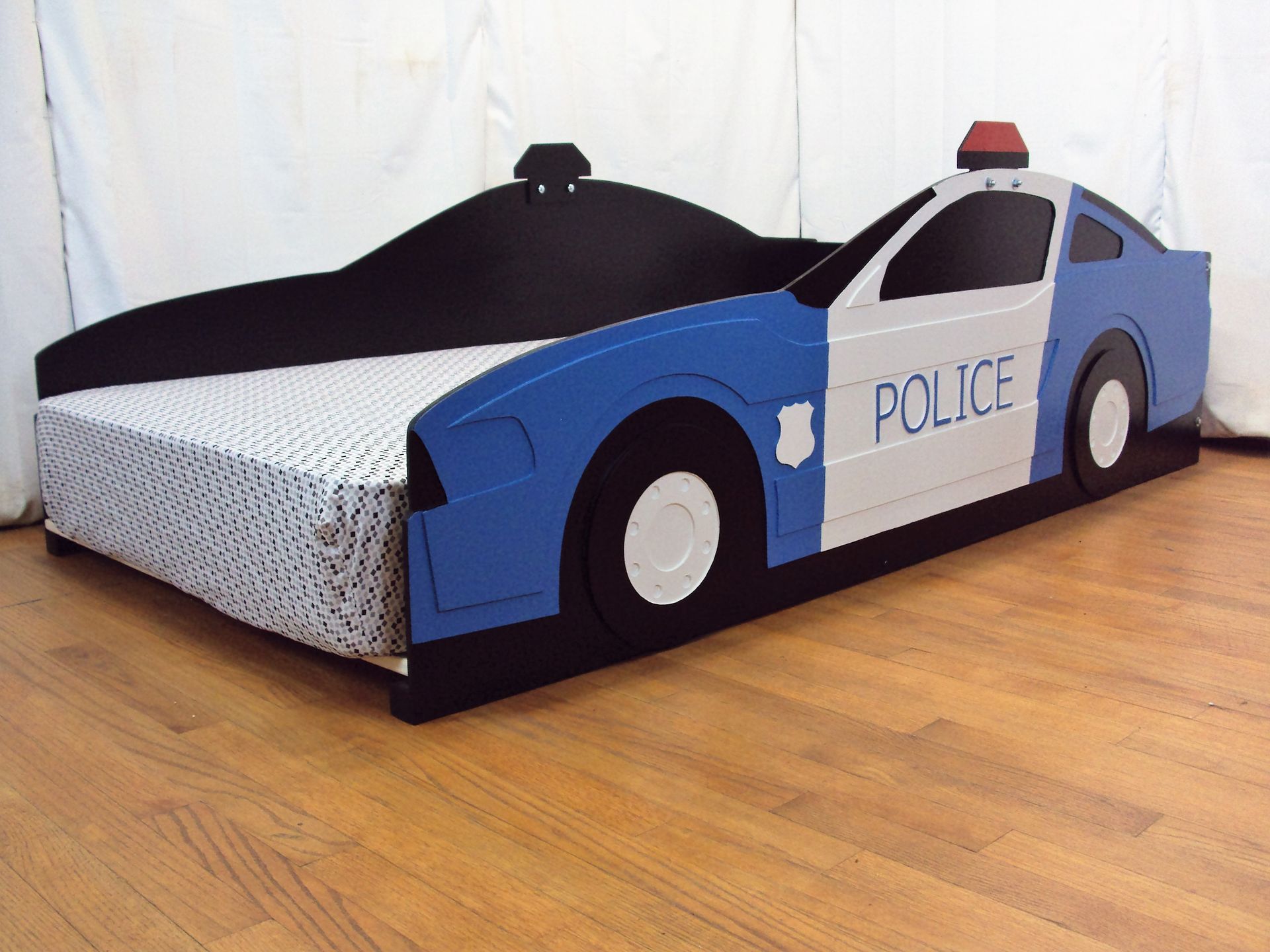 Police Car Twin Kids Bed Frame - Handcrafted - Police Themed Children's Bedroom Furniture 6 