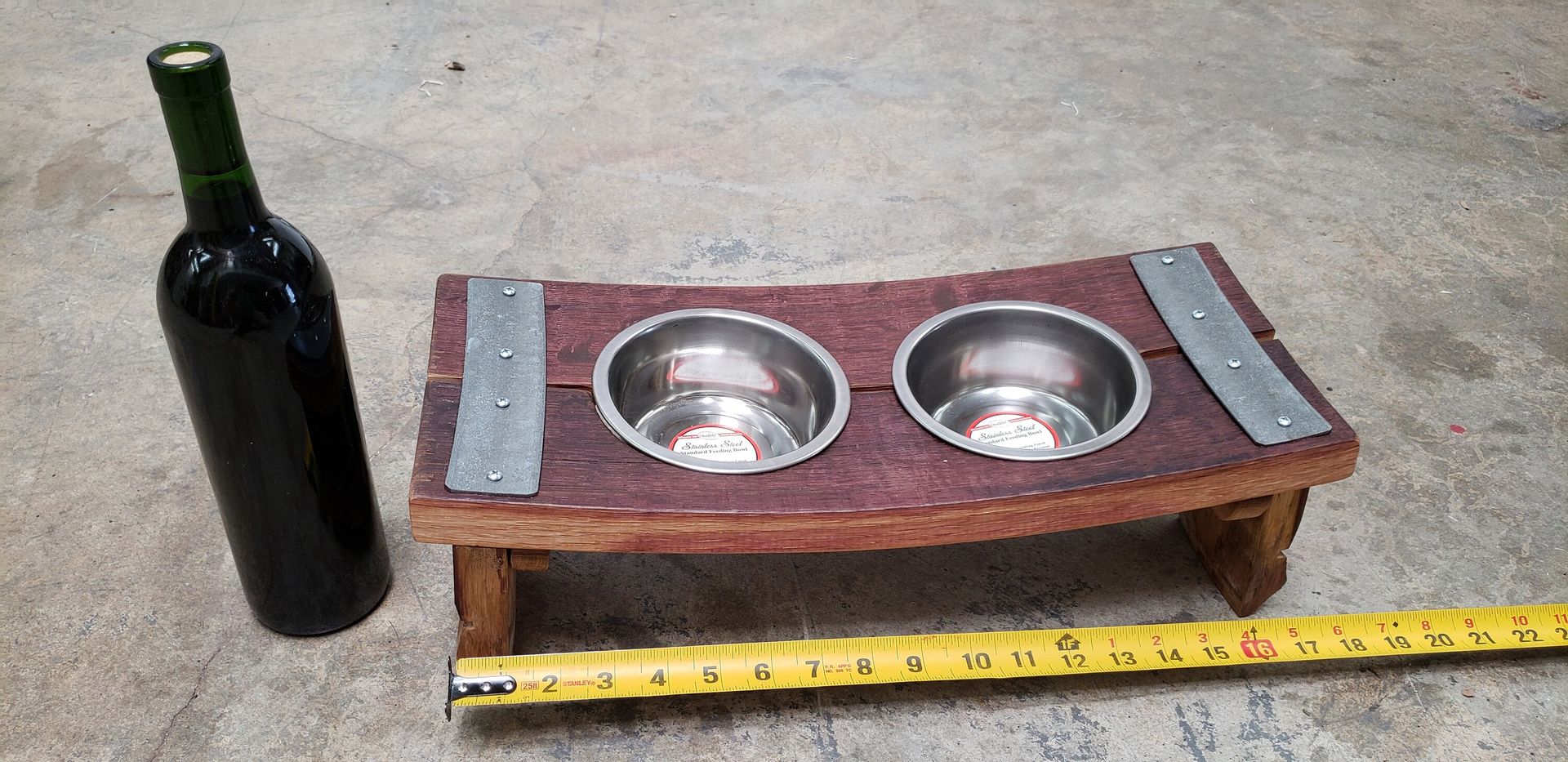Wine Barrel Elevated Feeding Station - Miya - Retired California Wine Barrel Pet Dish 4 