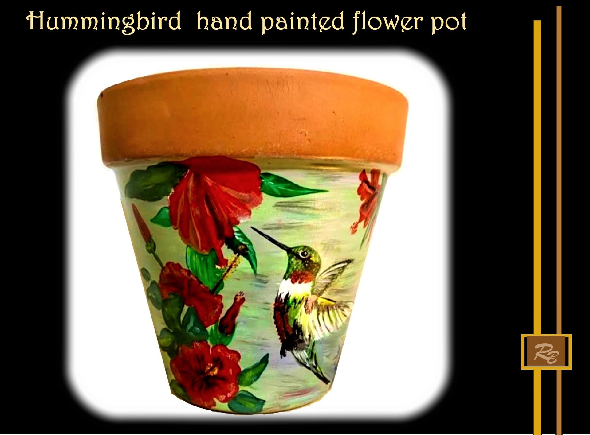 Painted Flower Pot, Bird, Custom, Hand Painted, Flower Pot, Pottery, Eight Anniversary, 8th, 2