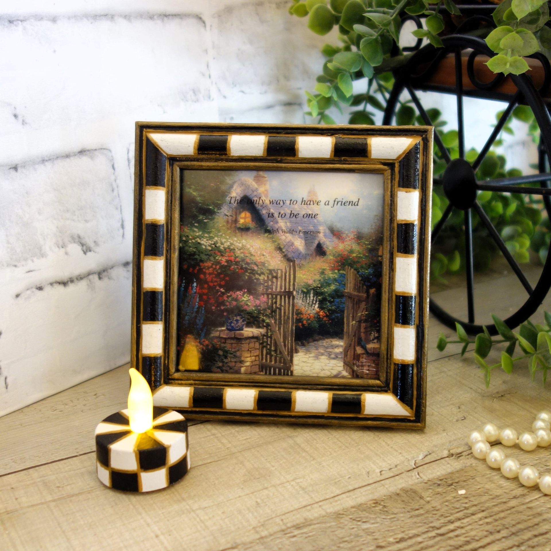 Courtly Picture Thomas Kinkade Print Checked Picture And Checked Tealight Candle 2 