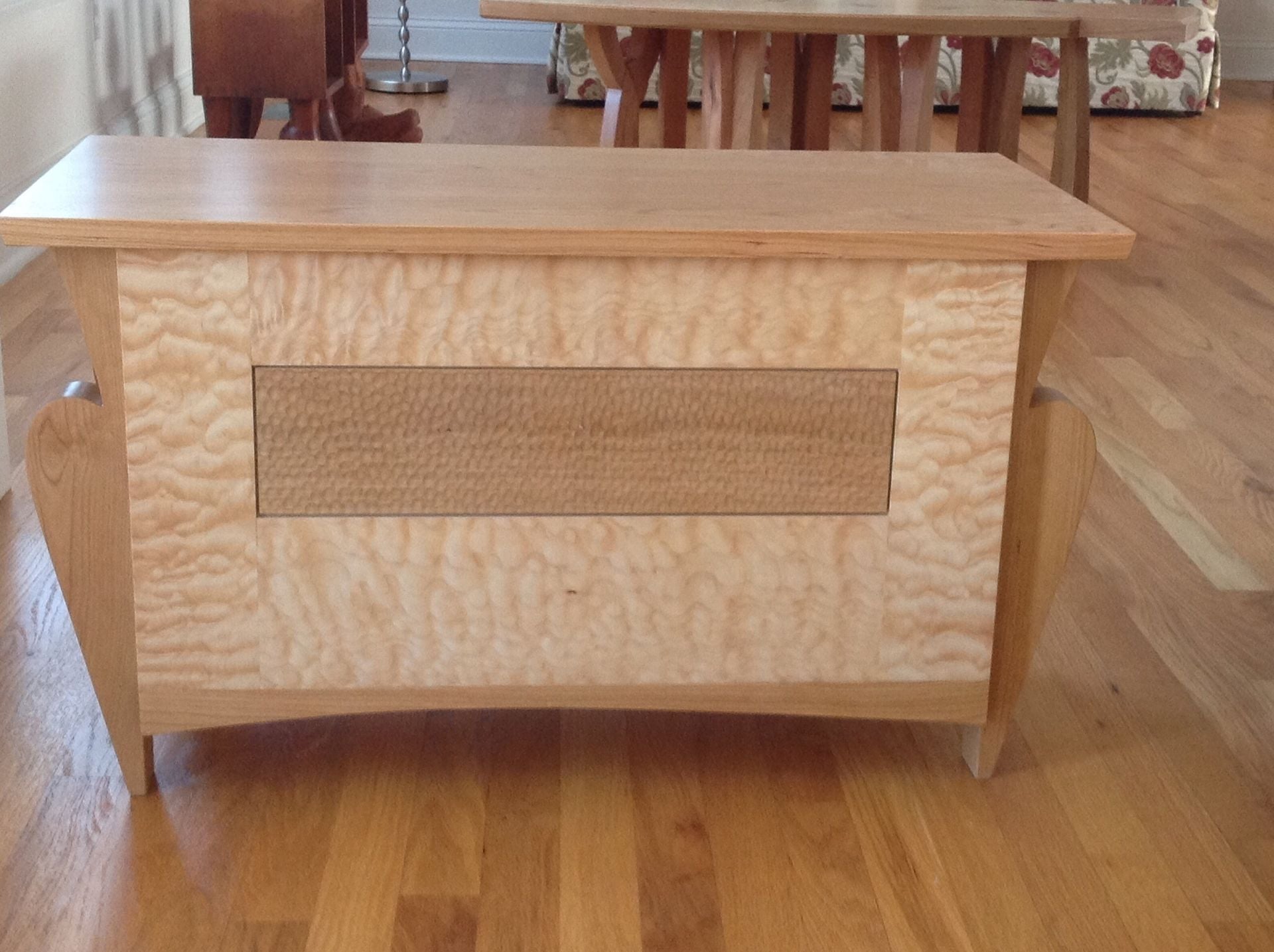 A Small Storage (For Gloves And Hats) Bench For An Entryway.