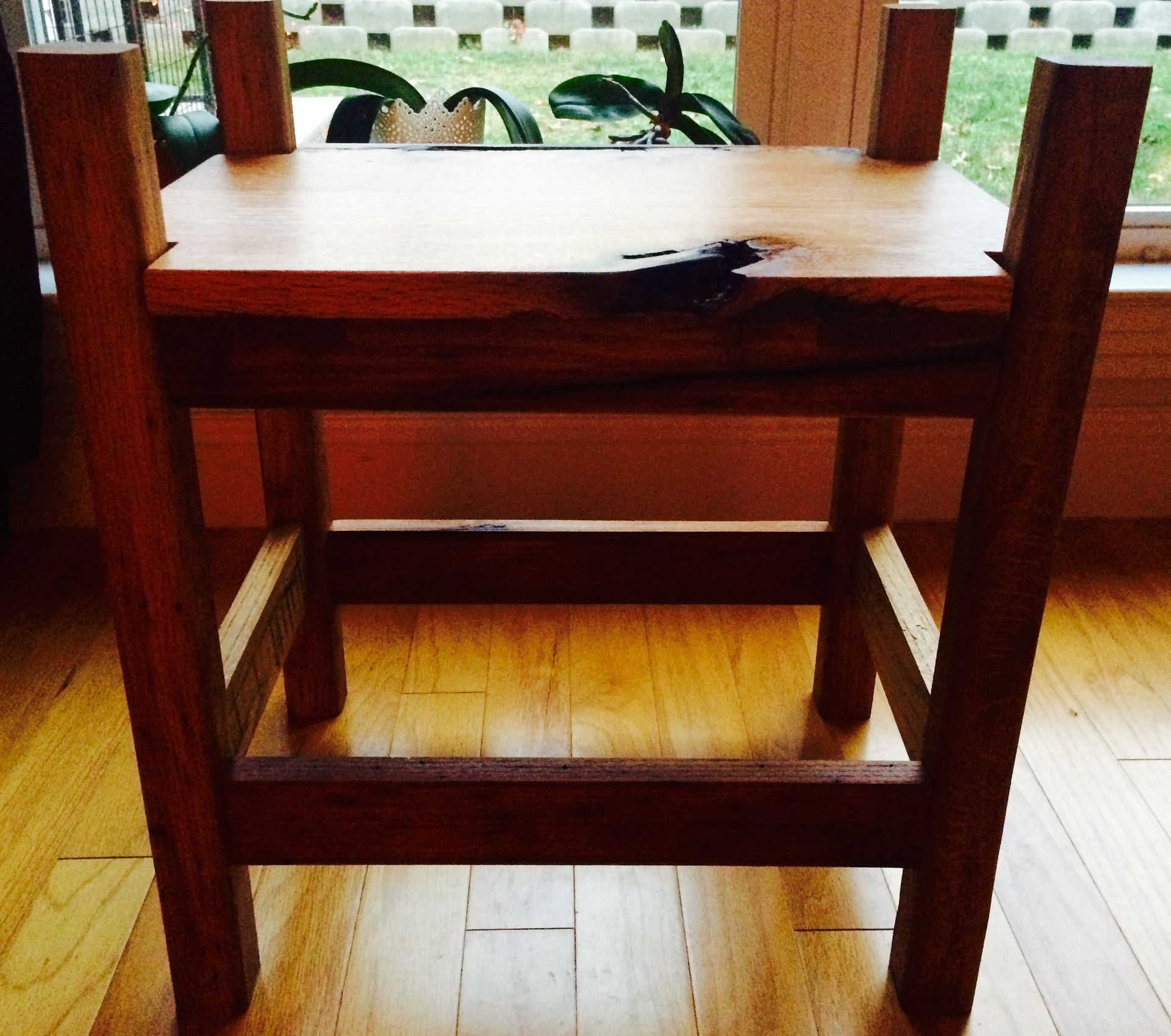 3 Oaks Stool- White Oak, Wormy Chestnut, Red Oak 4 