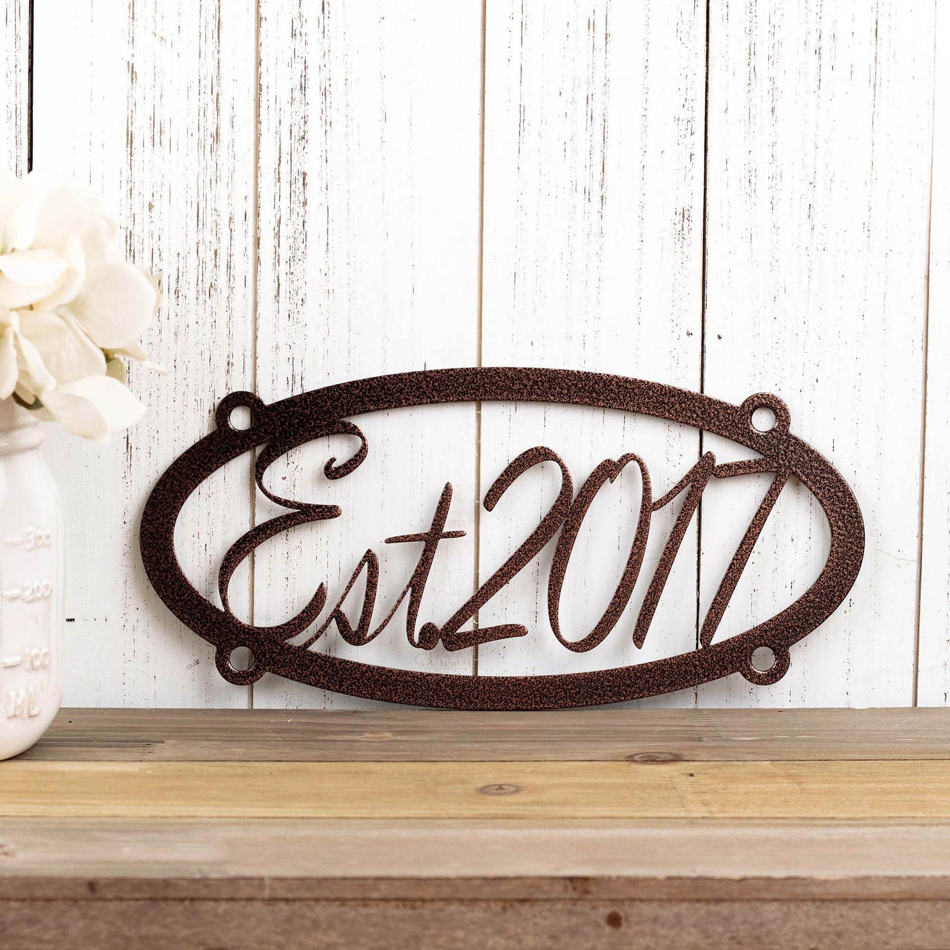 Custom Hanging Oval Metal Family Established Year Plaque
