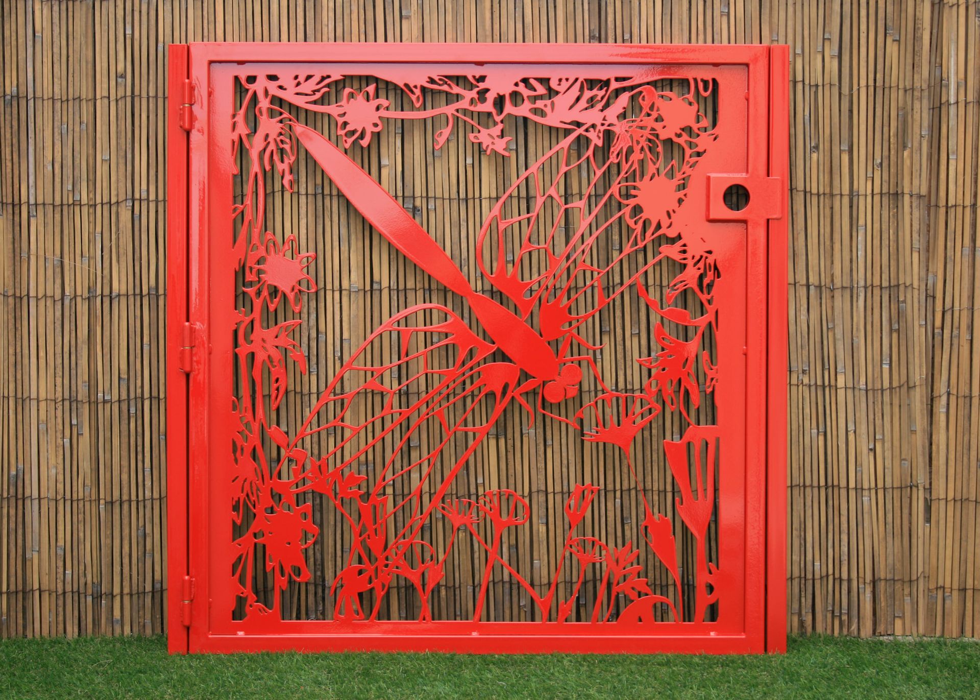 Dragonfly Decorative Steel Gate - Flower Art Wall Panel - Laser