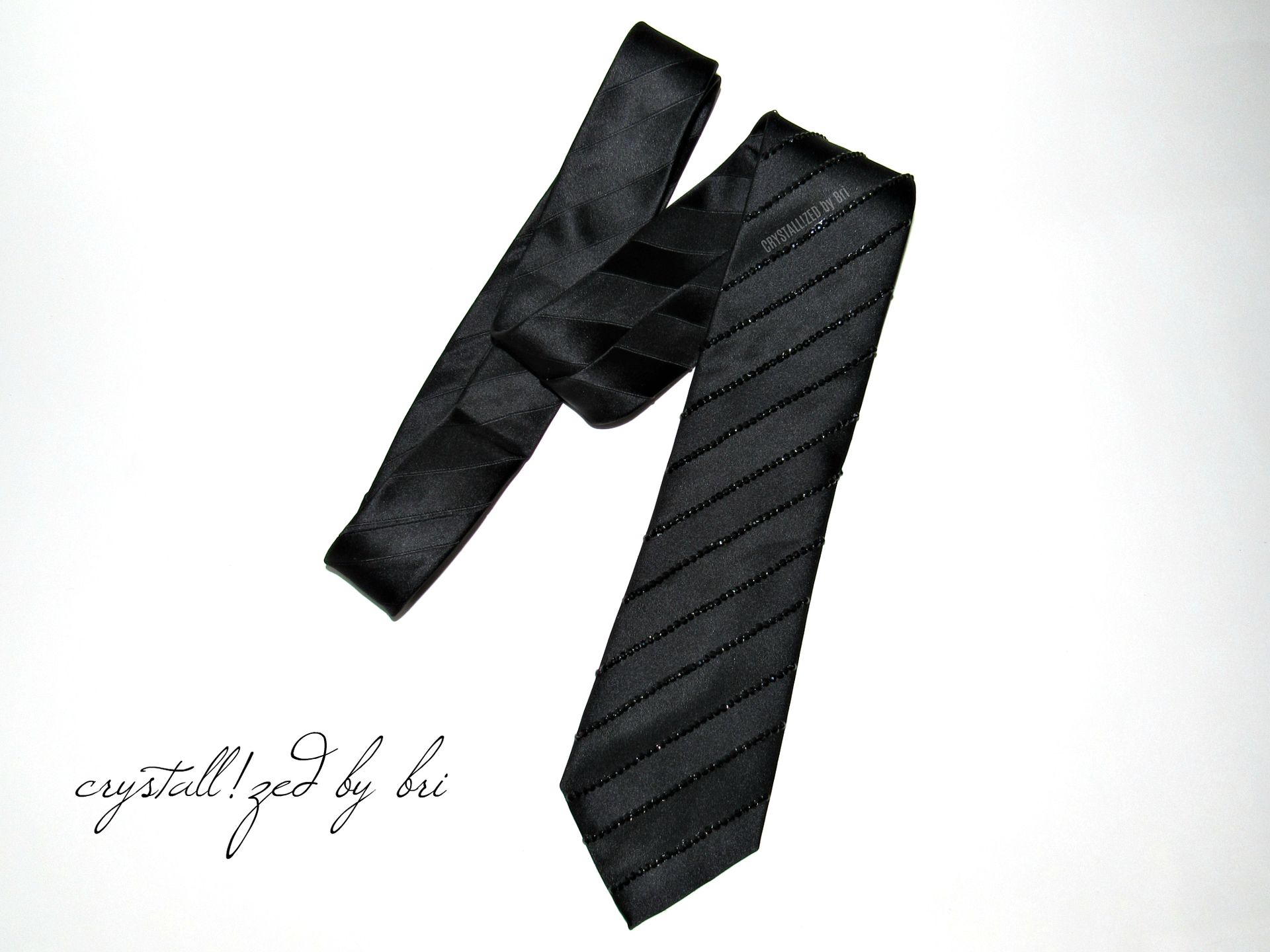 Crystallized Men's Tie Striped Bling Bedazzled Genuine European Crystals Bedazzled 1