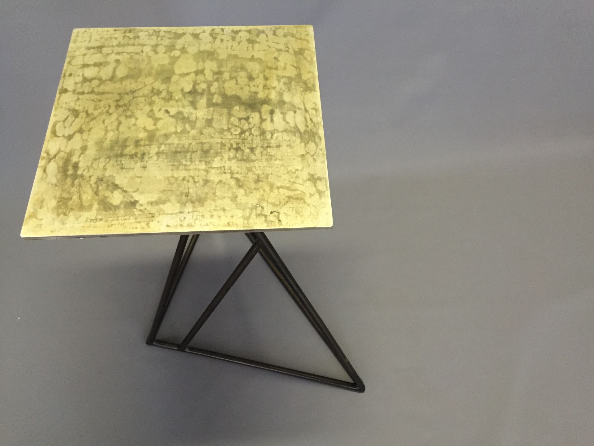 Abstract Metal End Table W/ Blackened Steel 4 