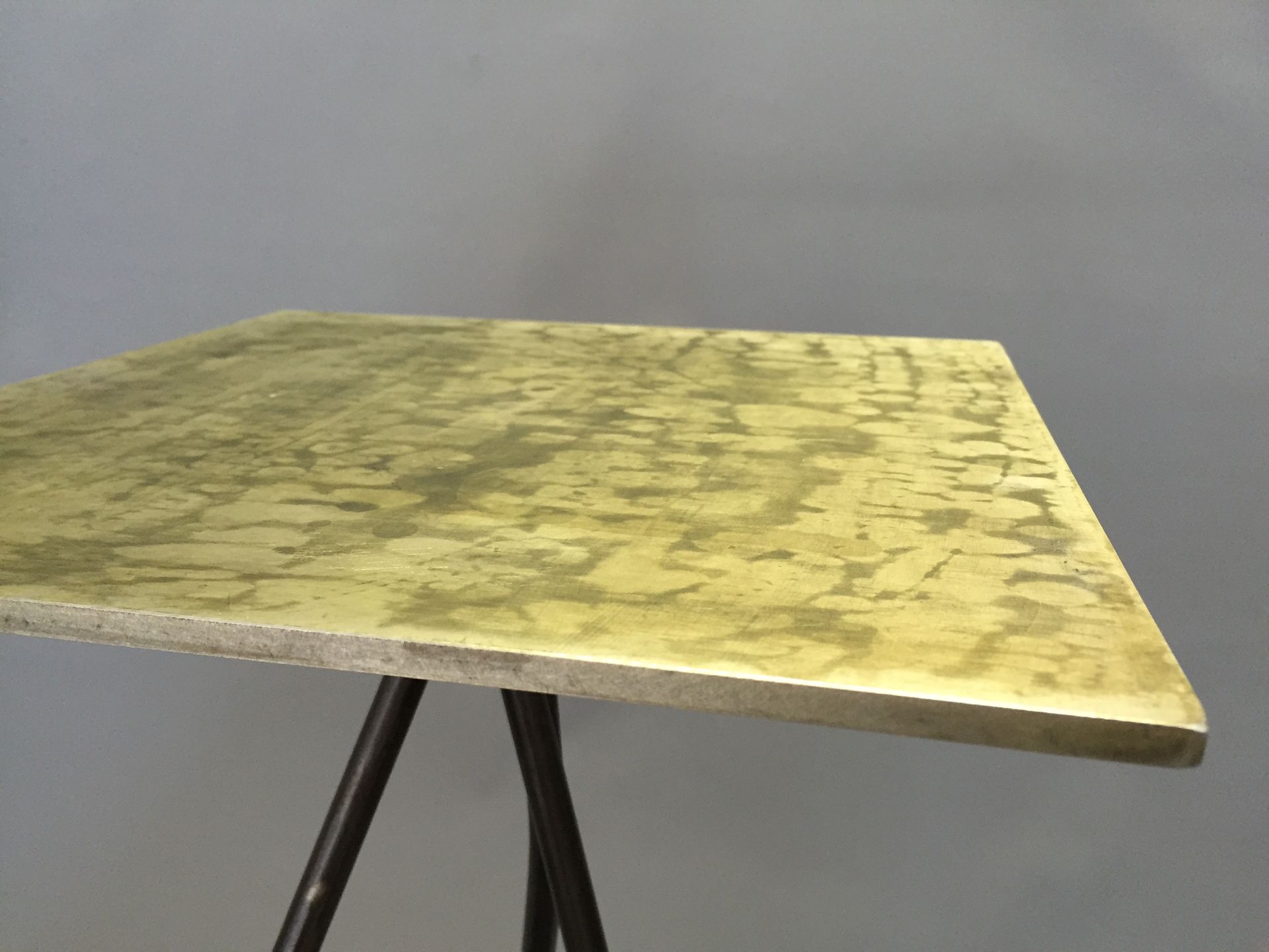 Abstract Metal End Table W/ Blackened Steel 6 