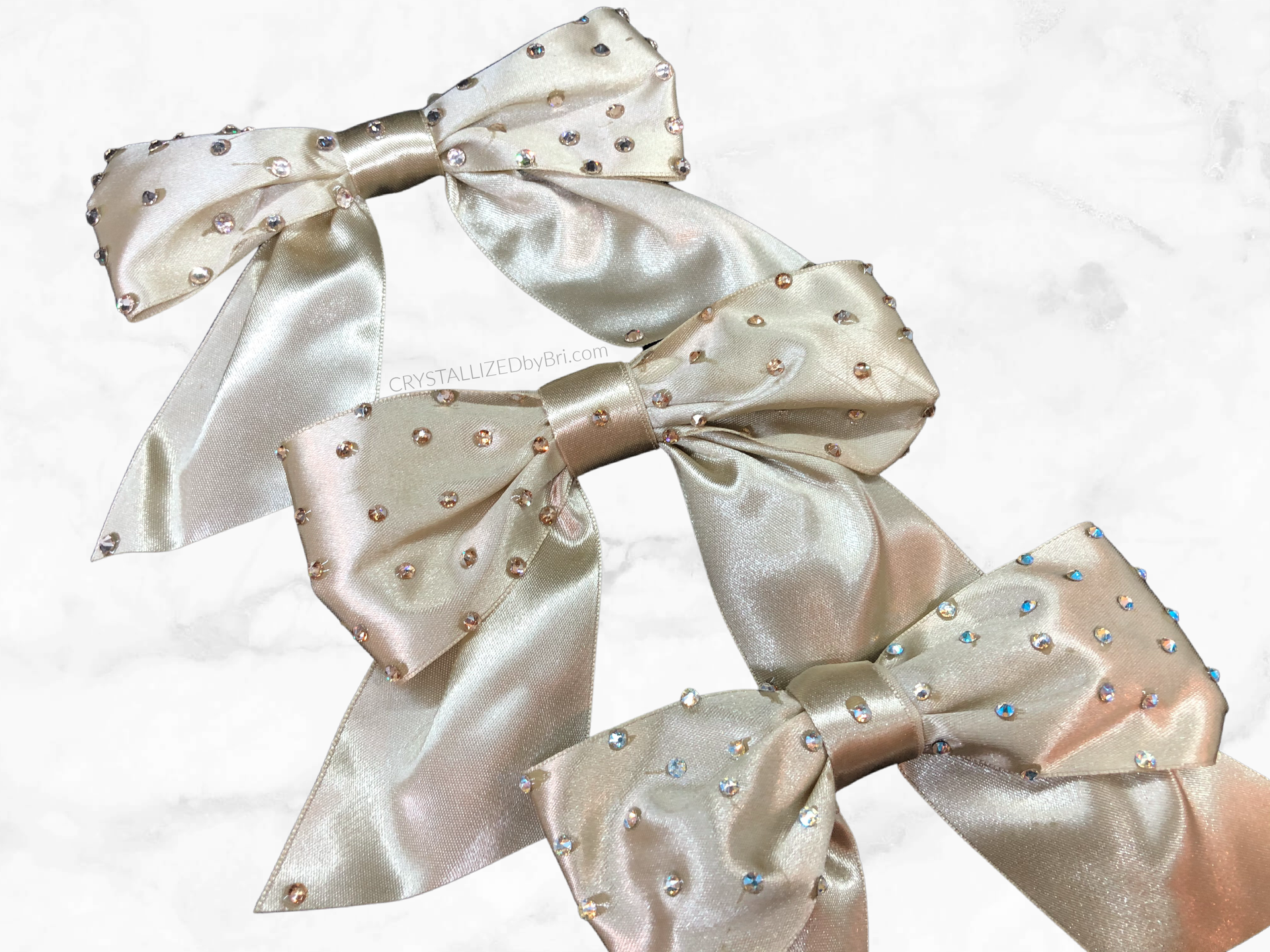 Gold Christmas Bows Crystallized Gift Champagne Bling Genuine European Crystals
