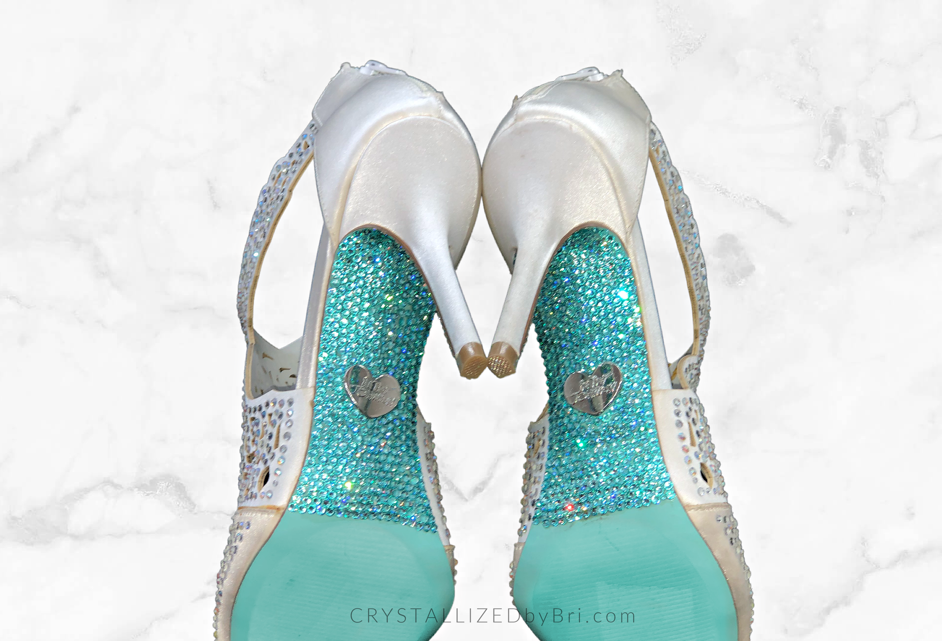 Crystallized High Heel Soles Shoes Women Bling Wedding Something Blue Genuine European Crystals 3 