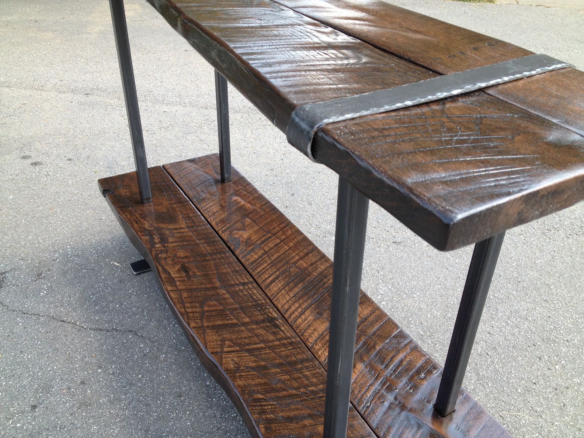 Reclaimed Oak & Steel Console Table 2