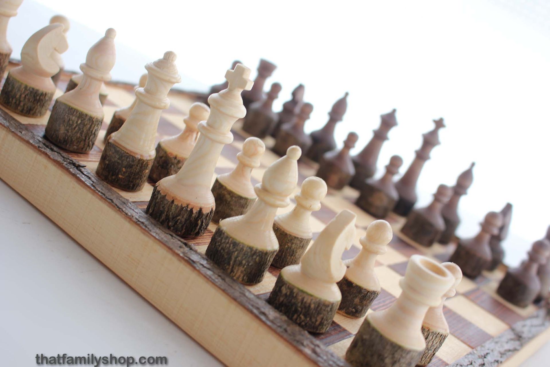 Handcrafted Rustic Log Chess Set With Board 6