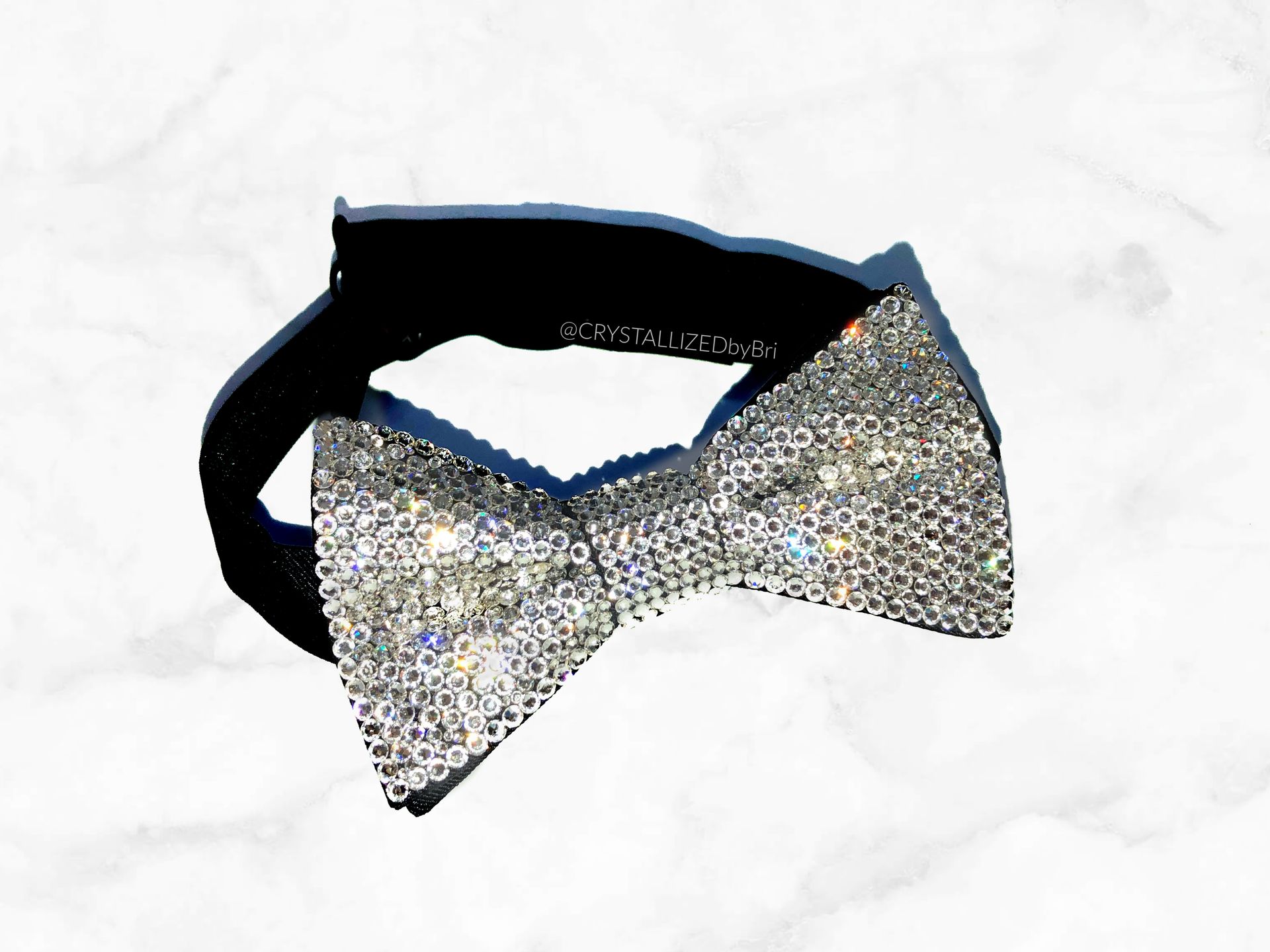 Any Color Fully Crystallized Bow Tie Genuine European Crystals Bedazzled Bling 3