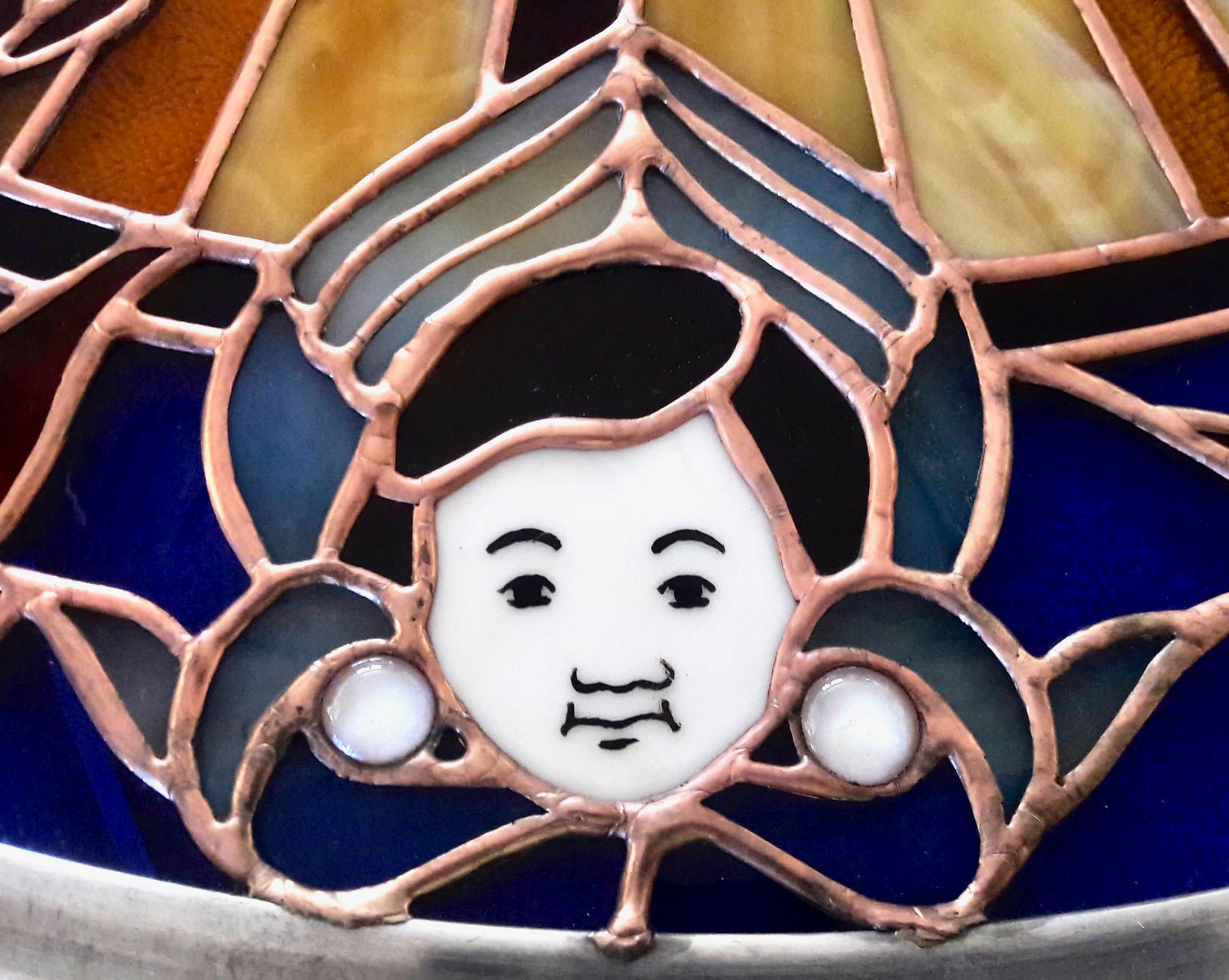Baroque Inspired Stained Glass Panel with Hand Painted Details - The Gift 3