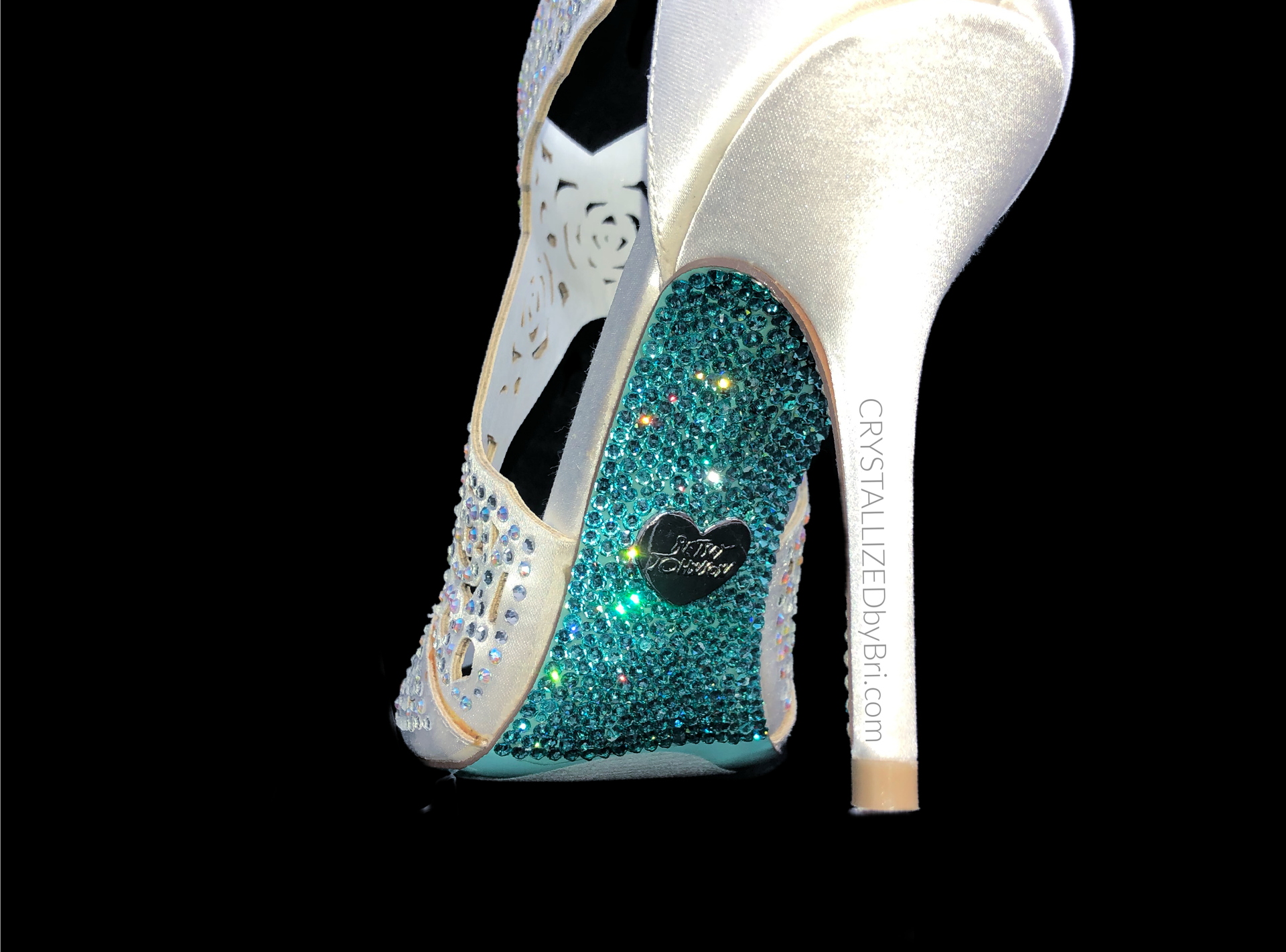 Crystallized High Heel Soles Shoes Women Bling Wedding Something Blue Genuine European Crystals 1 