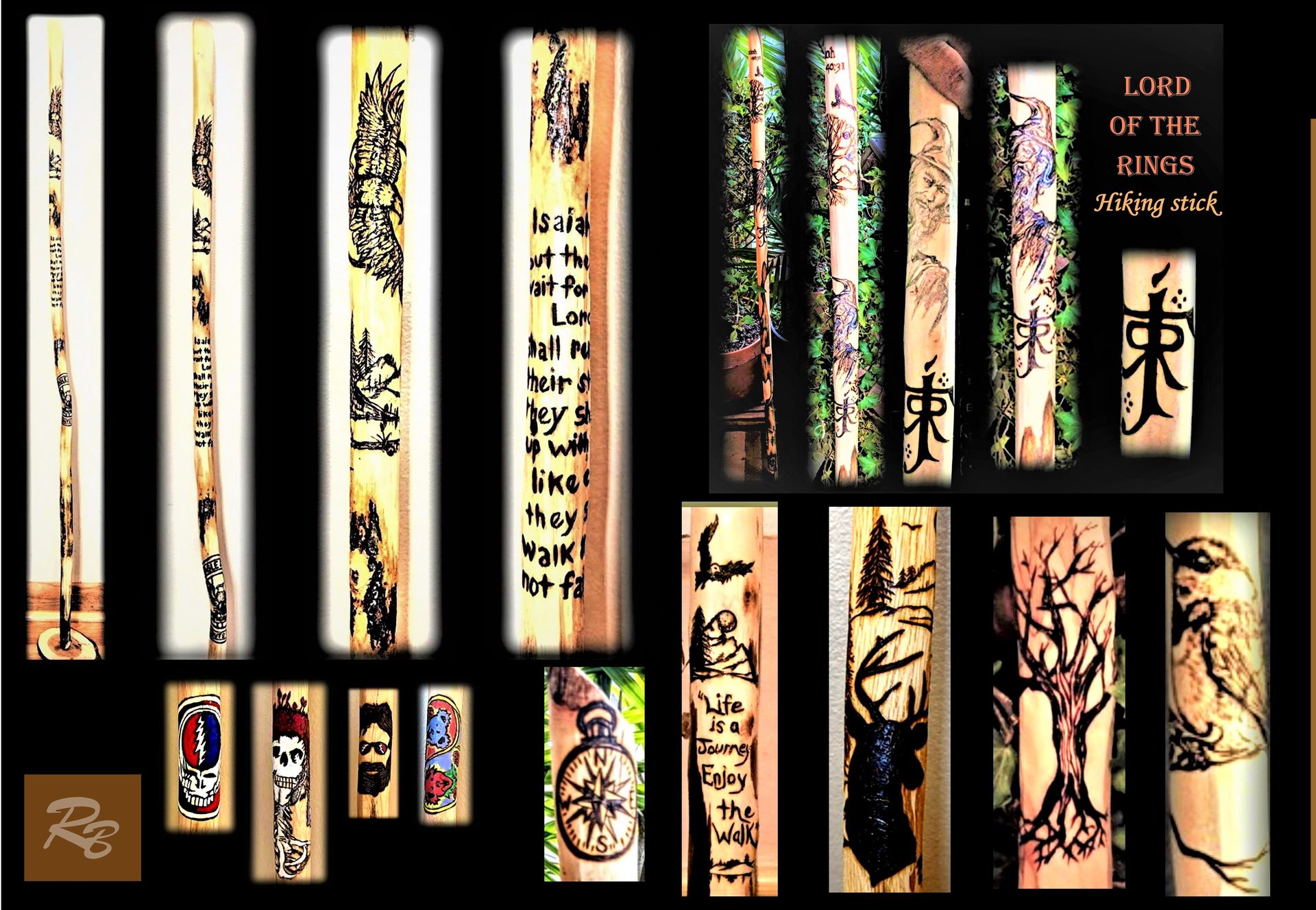 Five Year, Wood Anniversary Gift, Hiking Stick, Personalized, Custom, Any Images 1