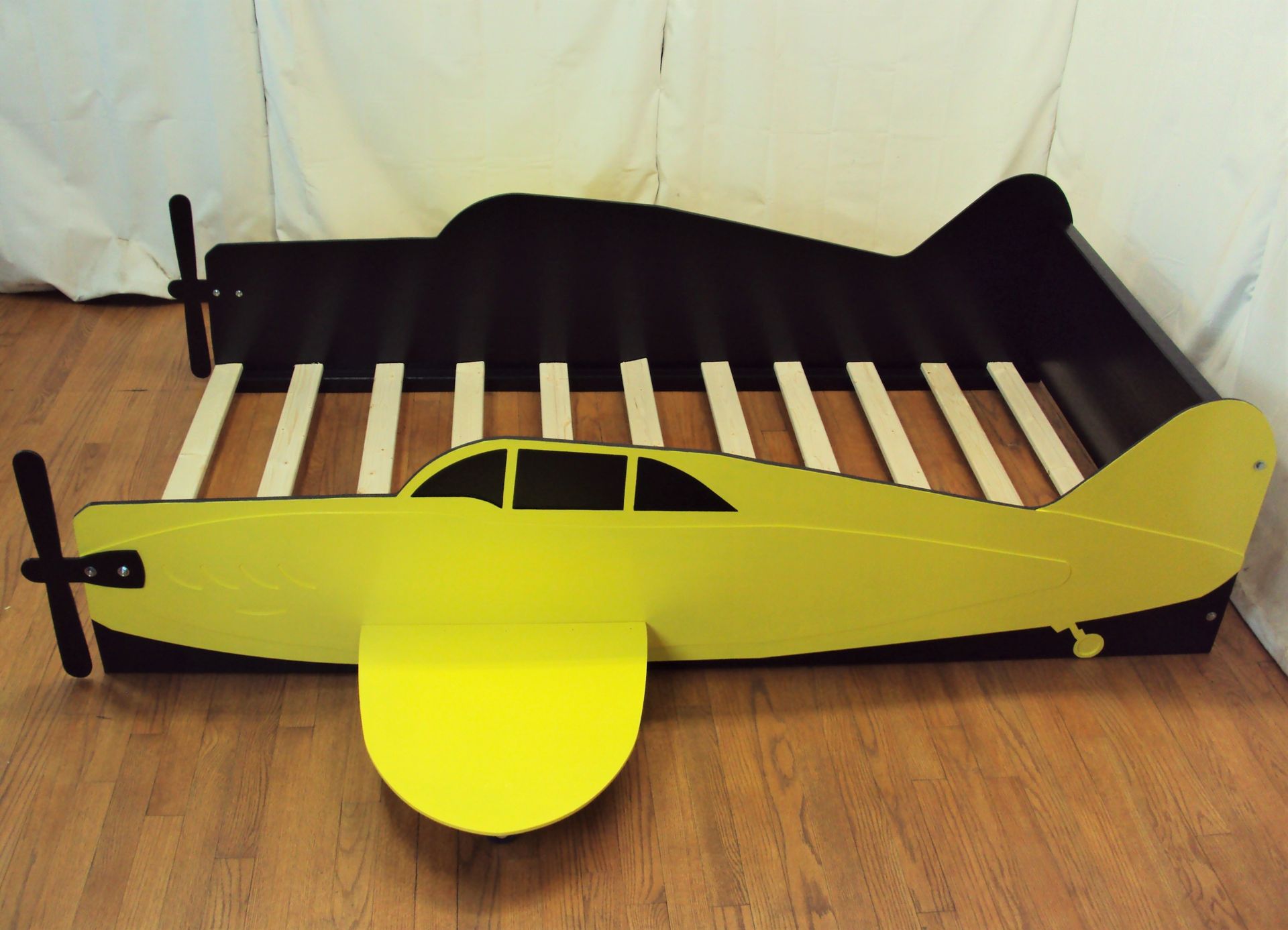 Aircraft Twin Kids Bed Frame - Handcrafted - Propeller Airplane Themed Children's Bedroom Furniture 3 