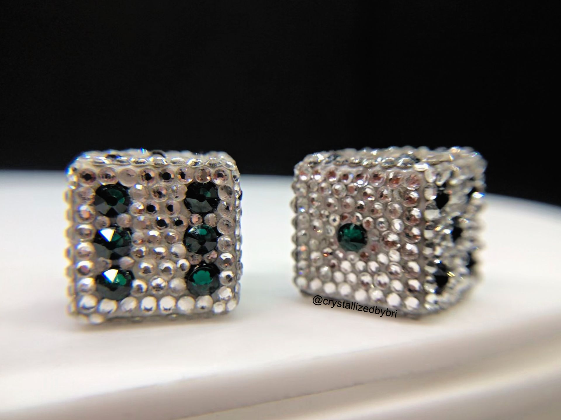 Crystallized Dice Pair Game Size Any Color Bling European Crystals Bedazzled