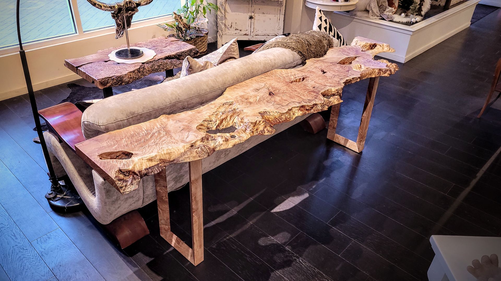 Maple Burl Live Edge Console/Sofa Table 92x18x30 3 