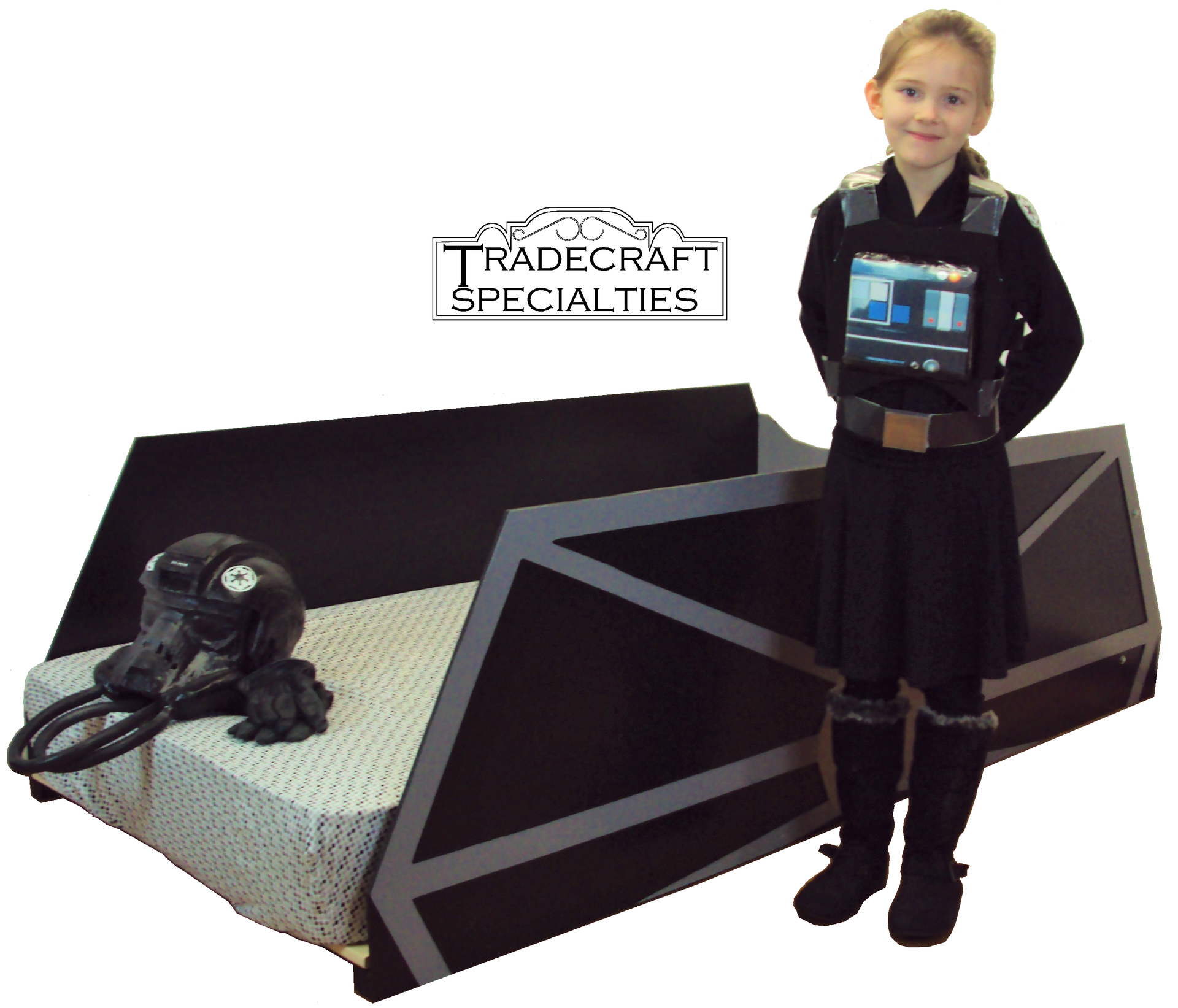 Tie Starfighter Twin Kids Bed Frame - Handcrafted - Space Themed Children's Bedroom Furniture