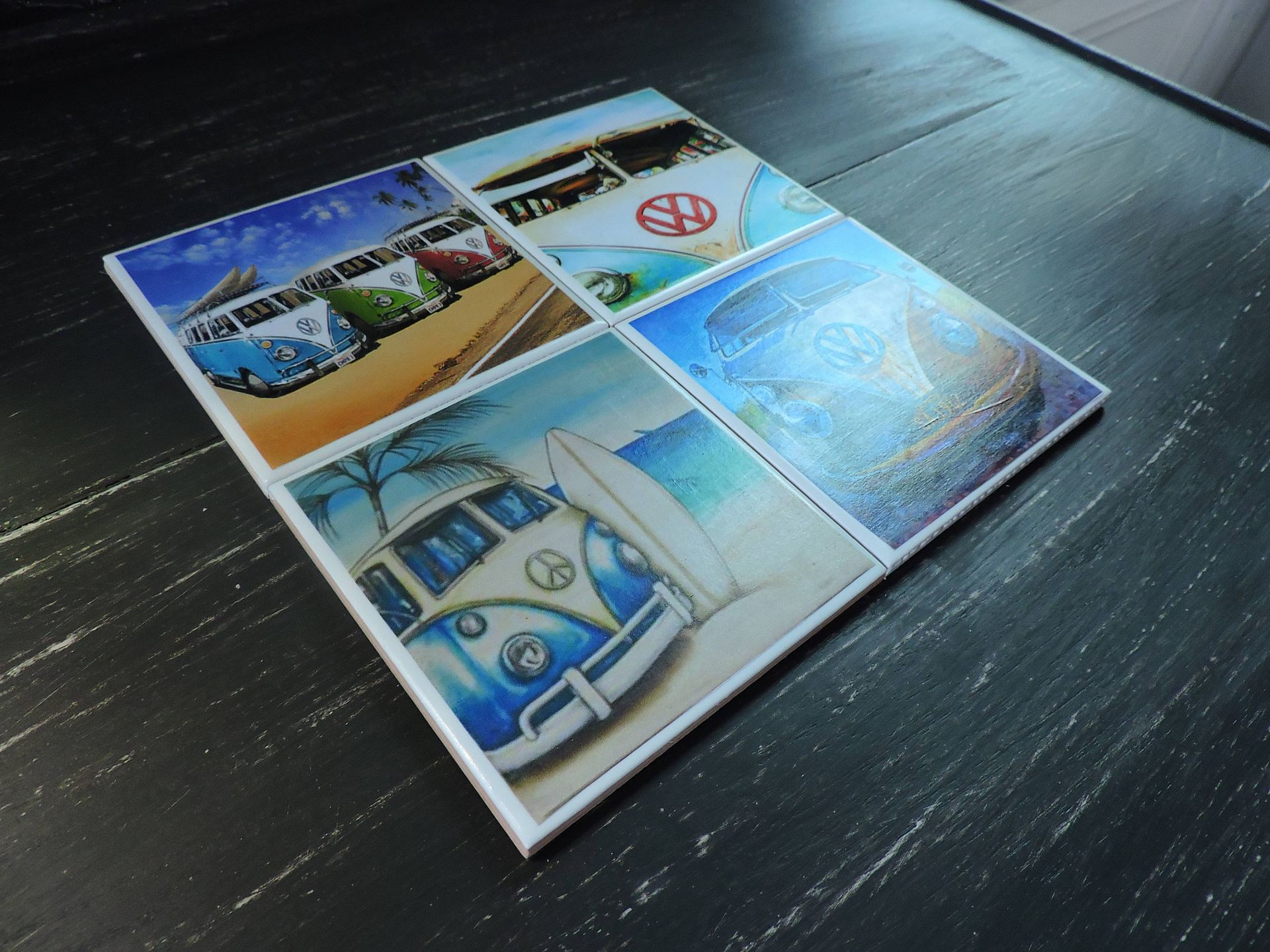 Vw Bus Beach Theme Ceramic Coasters 3 
