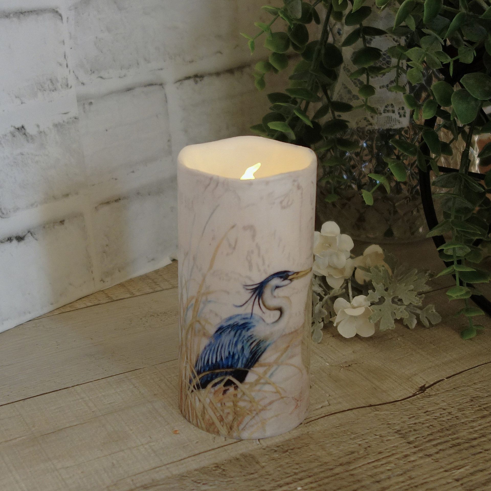 Blue Heron Luminary Candle Blue Heron Light Decor 3 