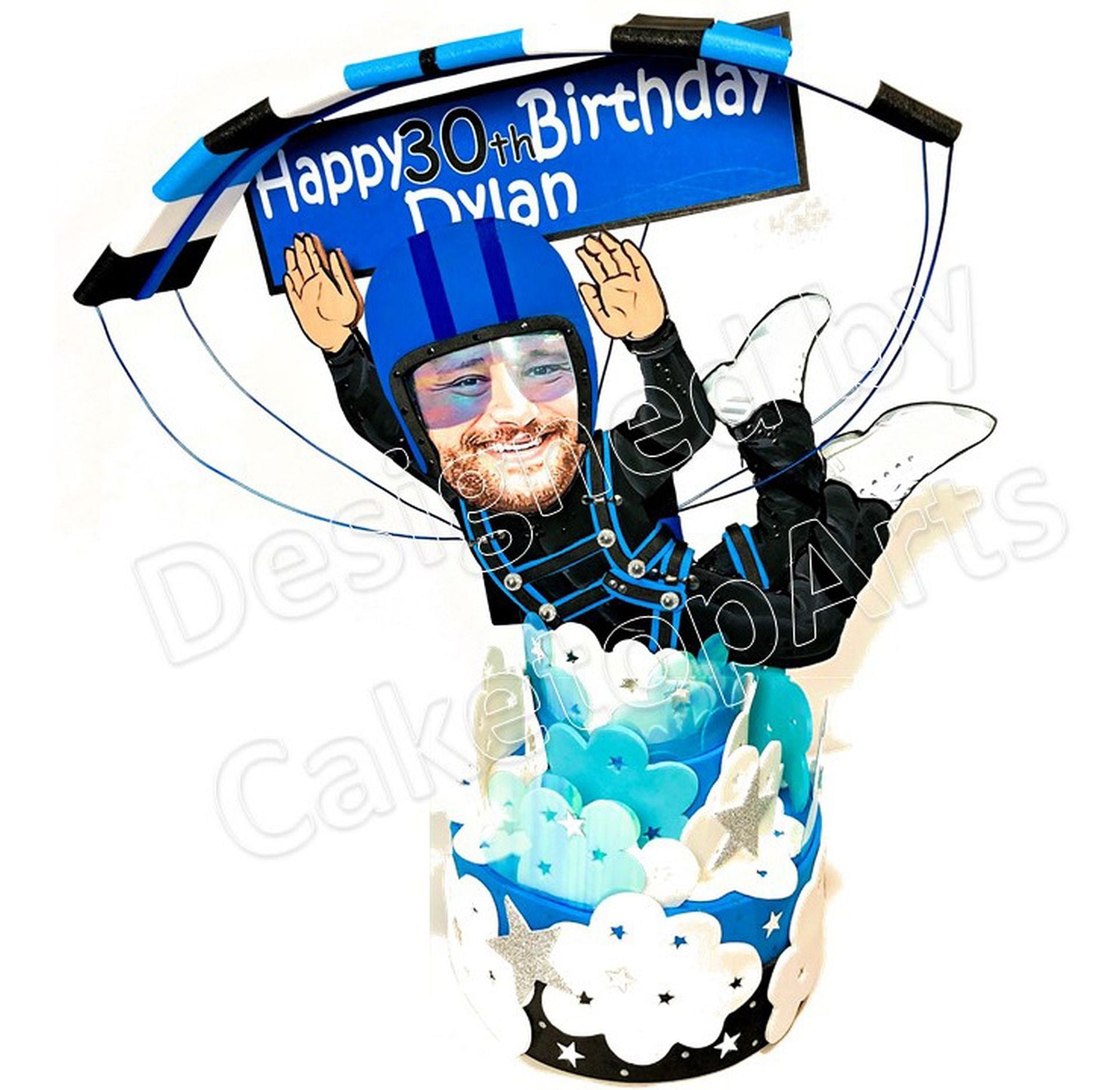 Skydiver Cake Topper For Adults, Retirement Or Birthday Skydiving Cake Topper 2 