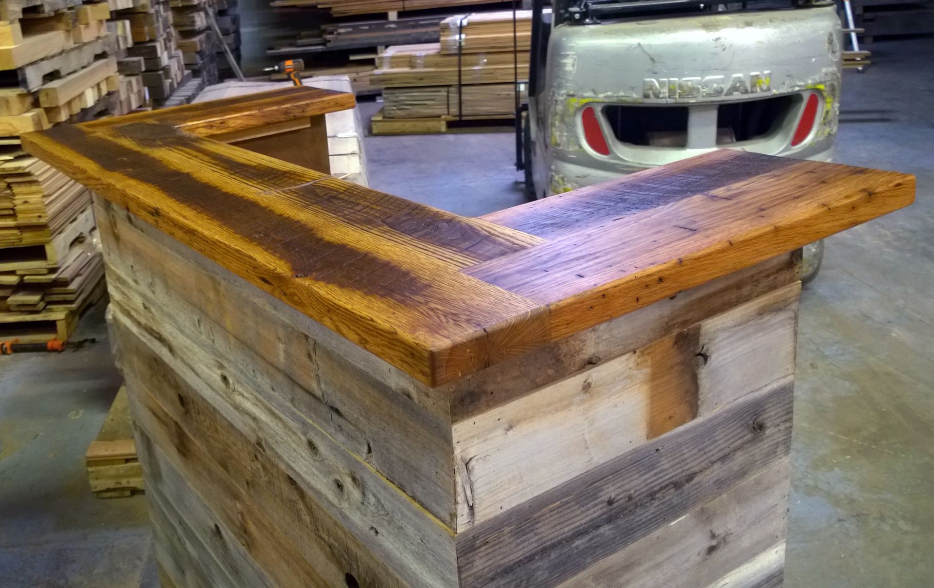 Reception Desk Made From Antique Oak & Barn Wood