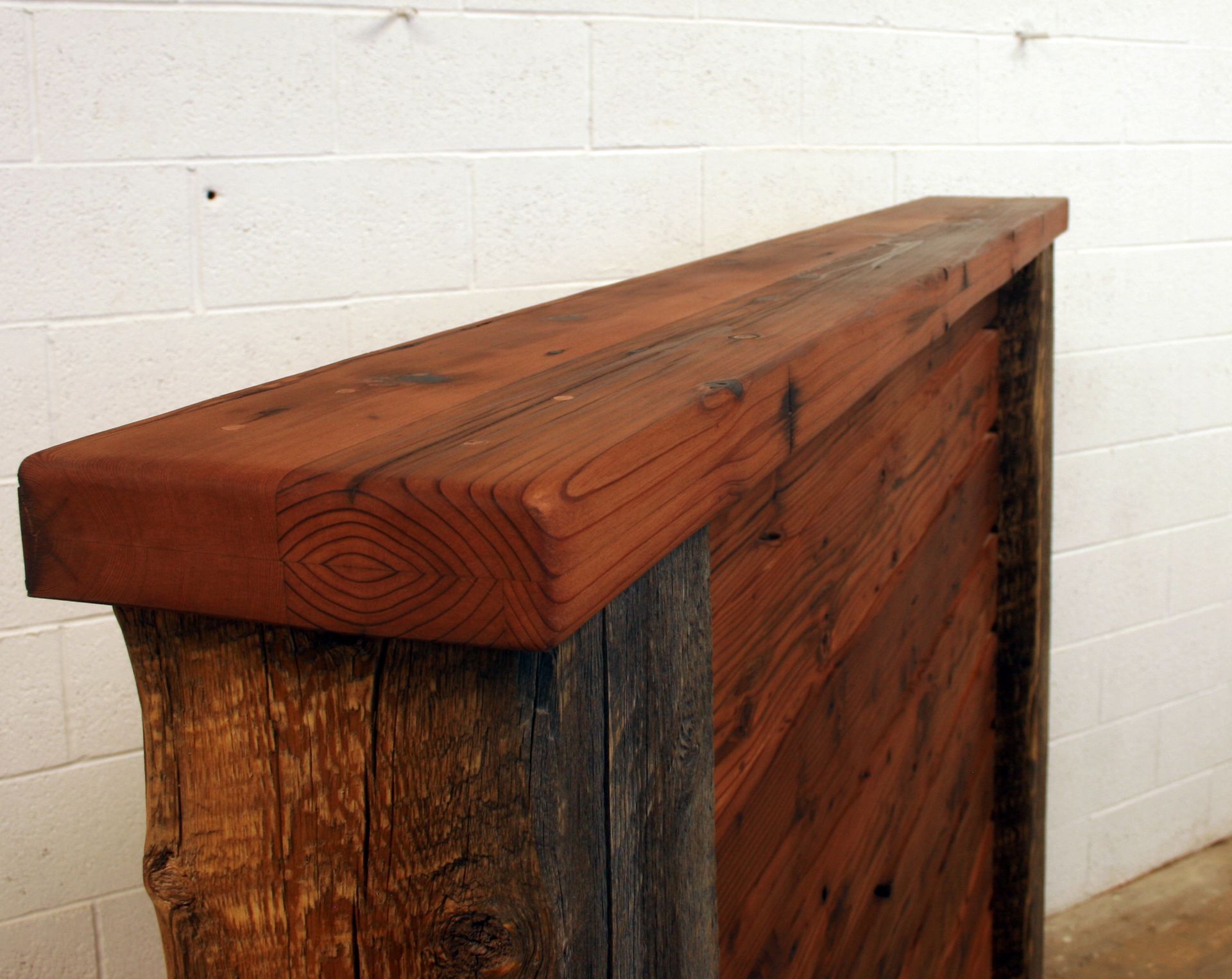 Queen Headboard Crafted From Reclaimed Redwood & Barn Wood Timbers 3