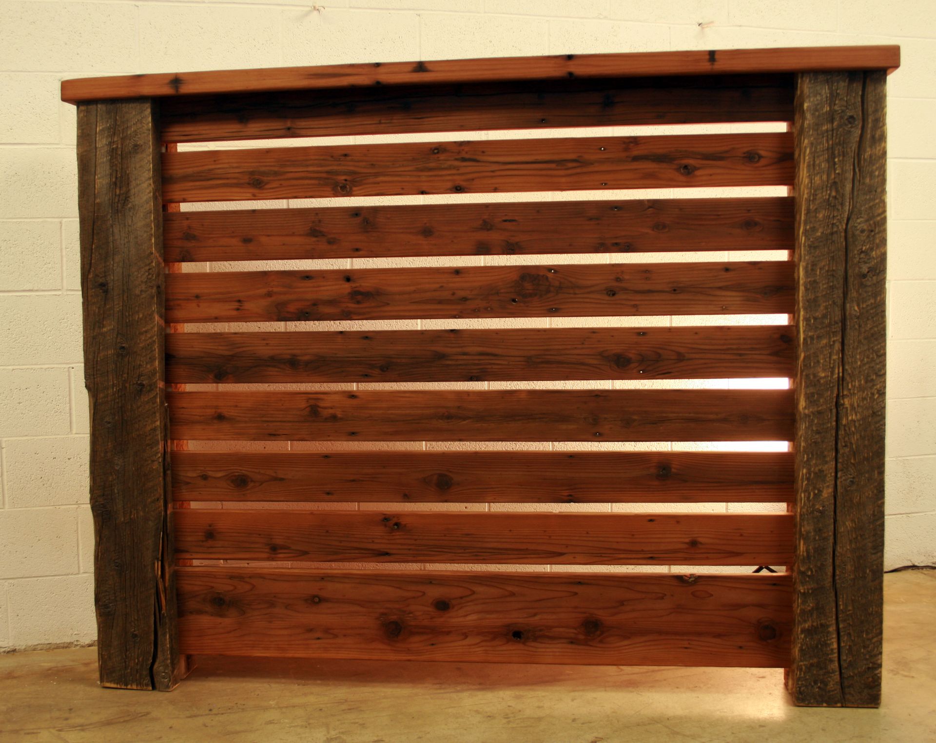 Queen Headboard Crafted From Reclaimed Redwood & Barn Wood Timbers
