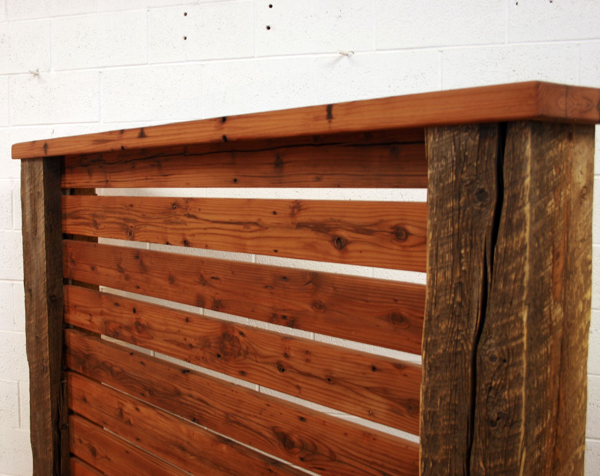 Queen Headboard Crafted From Reclaimed Redwood & Barn Wood Timbers 4