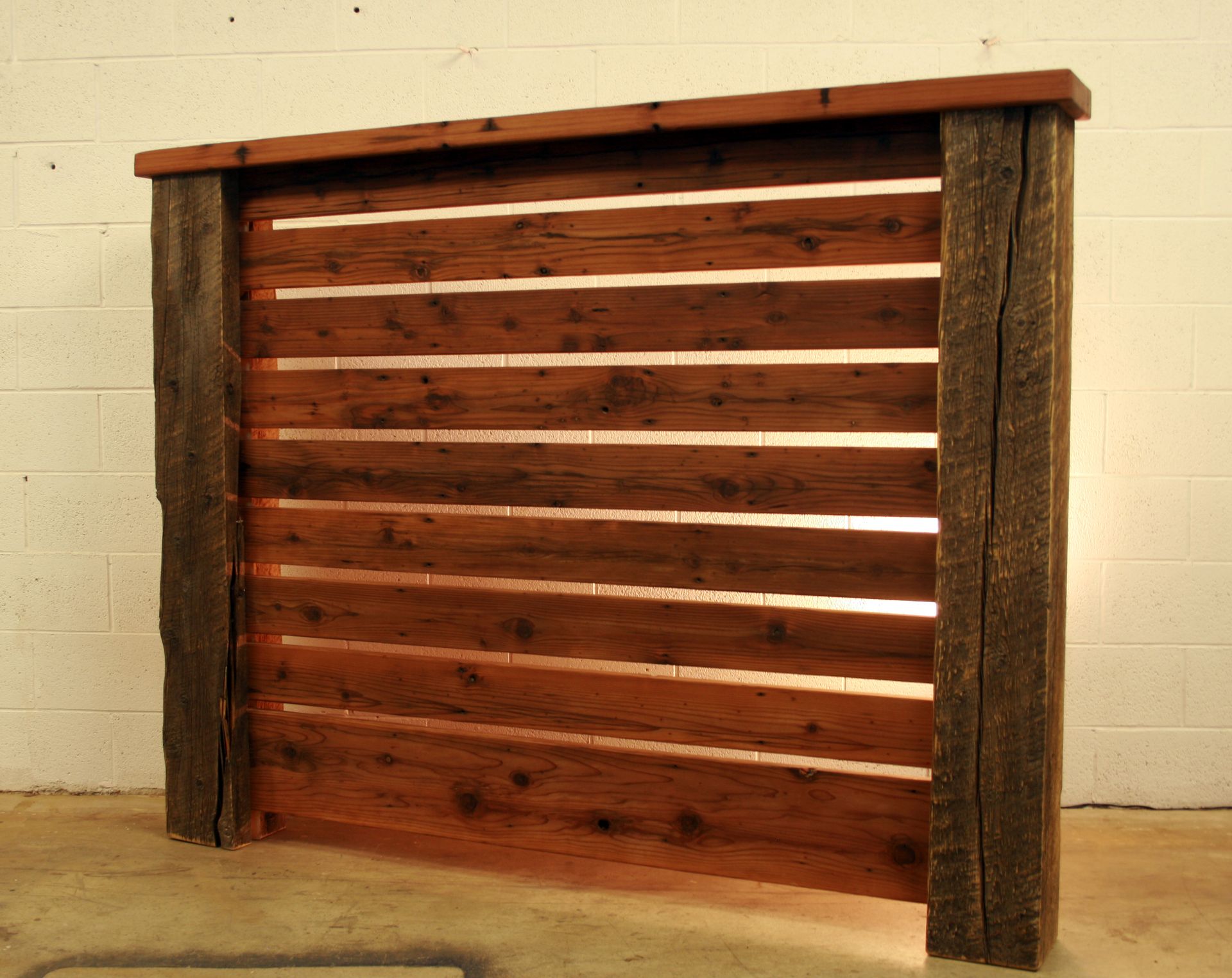 Queen Headboard Crafted From Reclaimed Redwood & Barn Wood Timbers 7