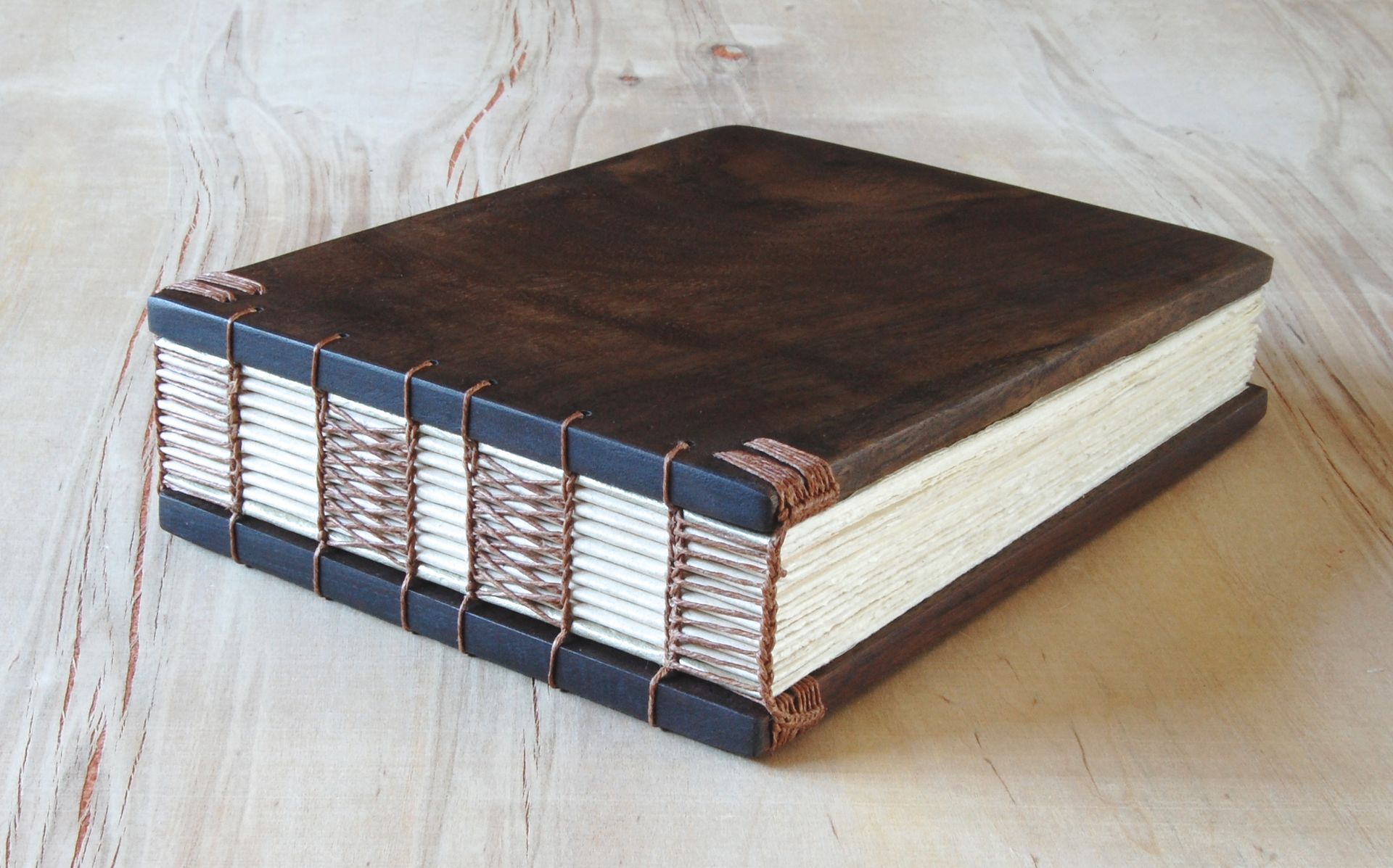 Wood Wedding Guest Book - Black Walnut 6 