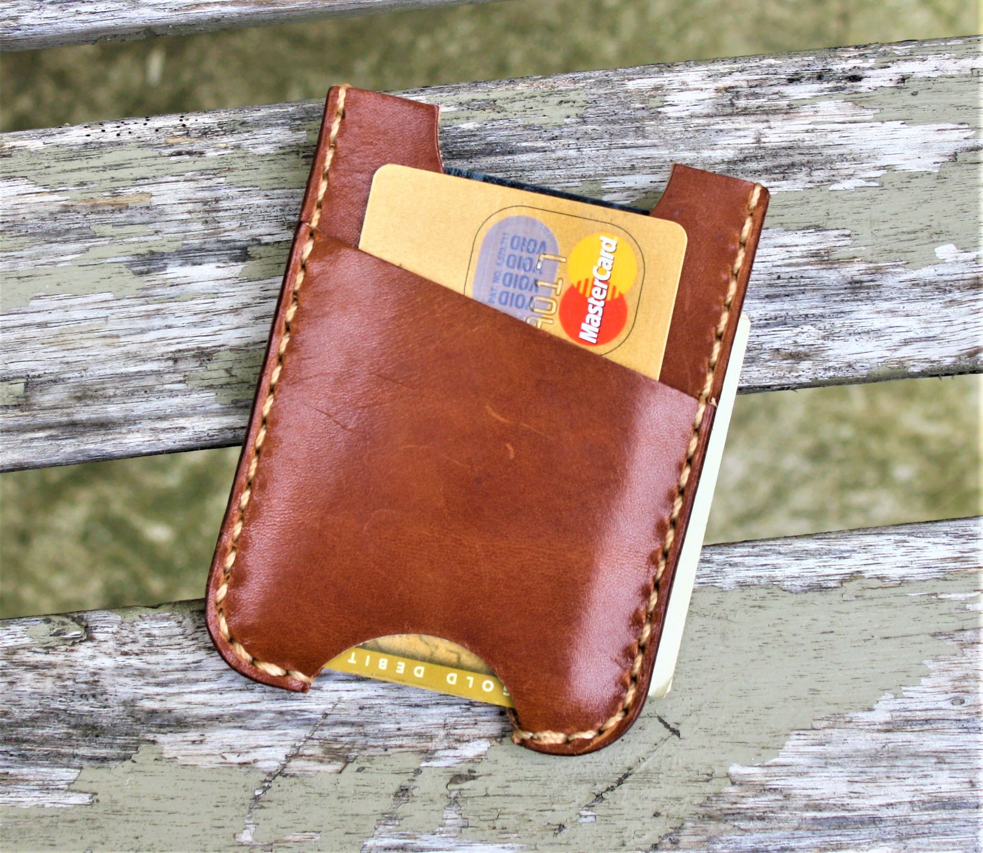 Handmade Leather Minimalist Wallet Minus Wickett And Craig Buck Brown Harness Money Clip