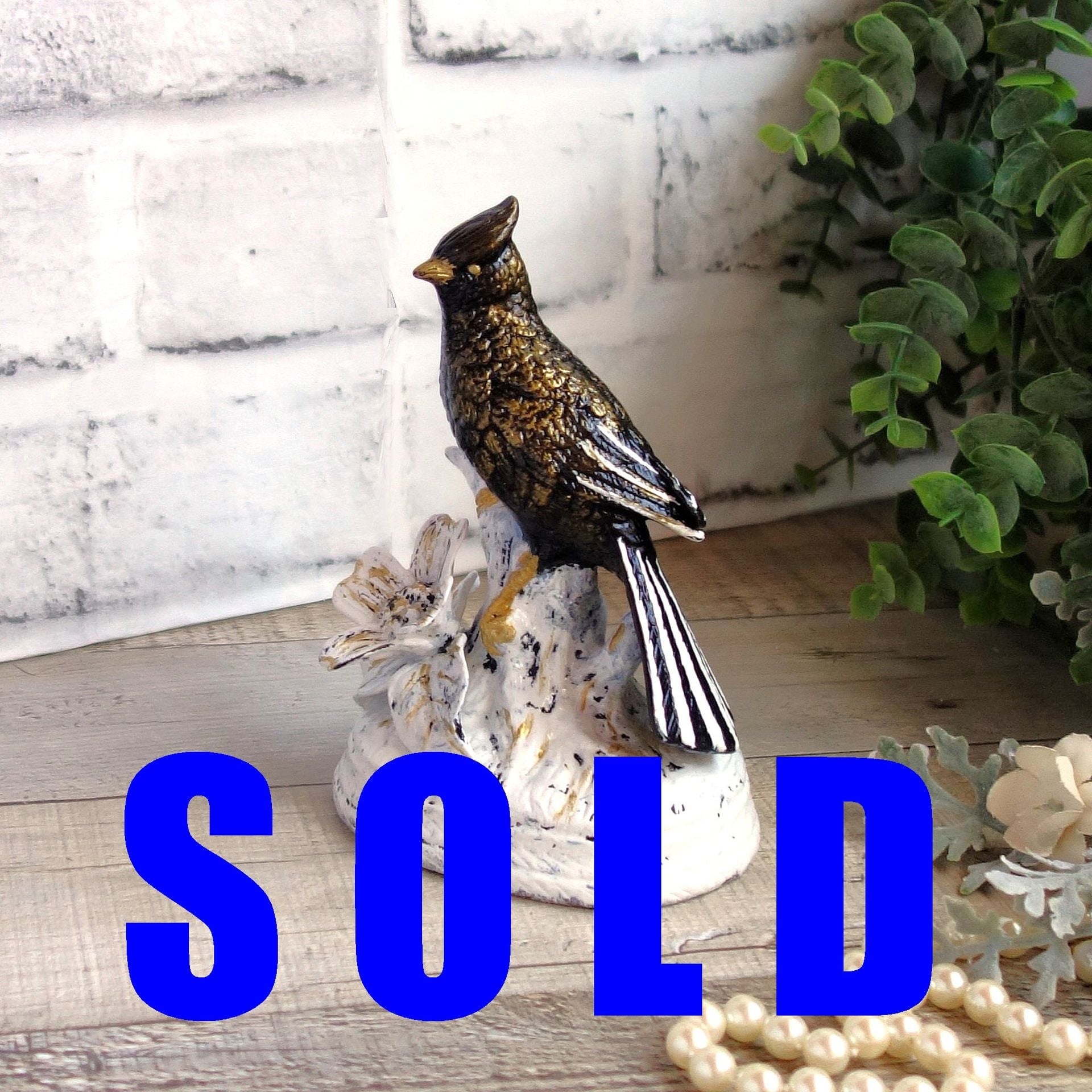 Courtly Song Bird Decor Black White Stripe Decor Bird Figurine 1 