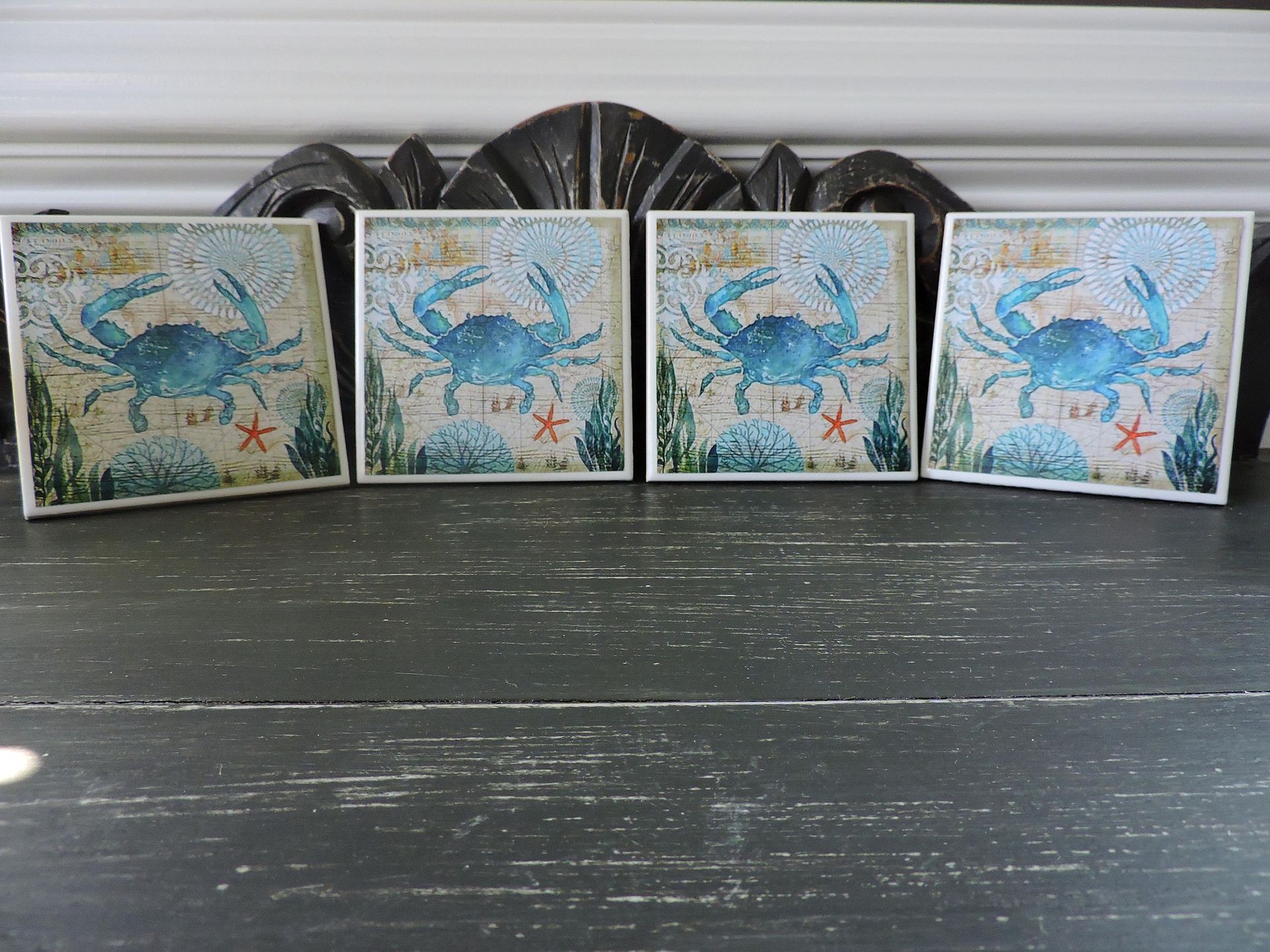 Handmade Crab Theme Ceramic Coasters