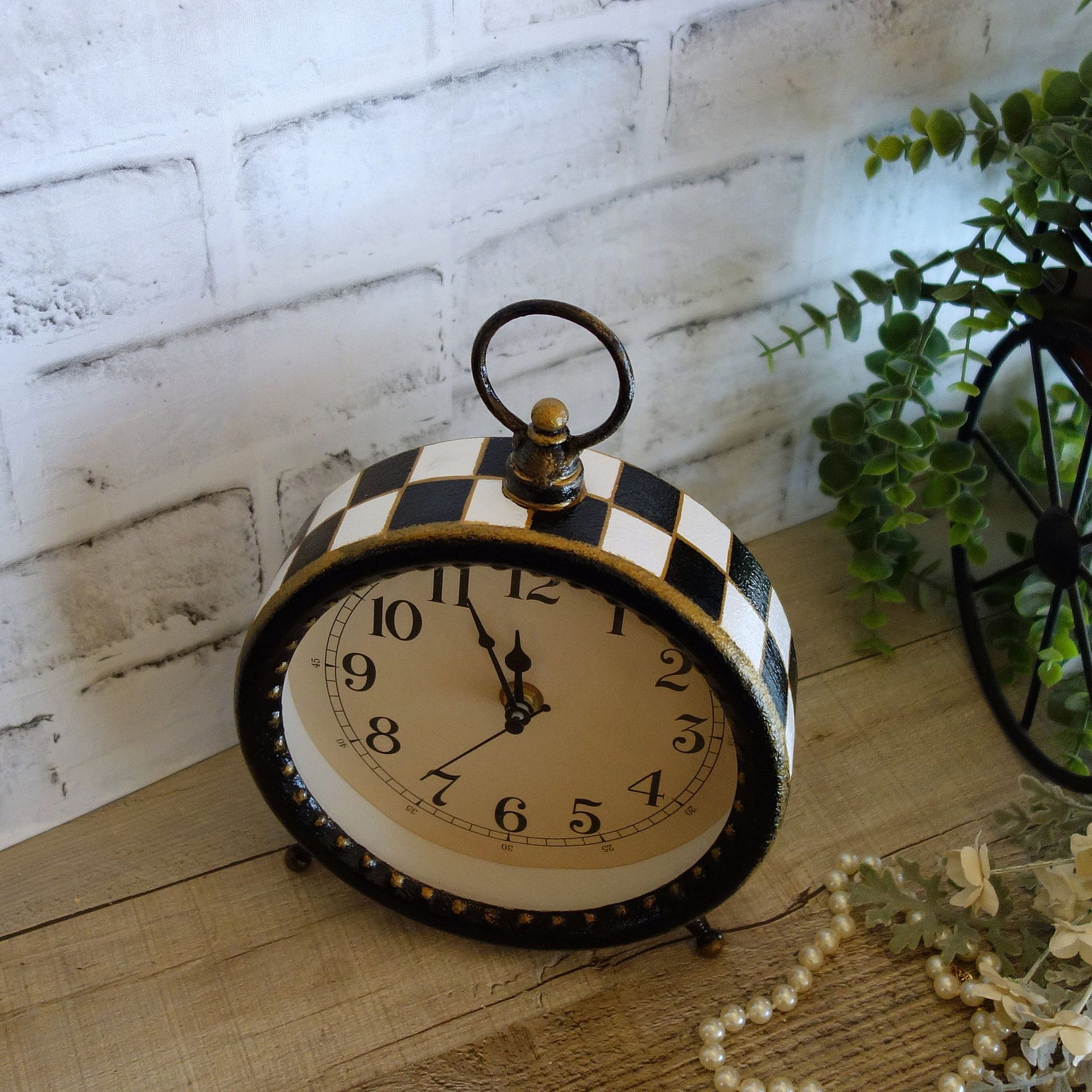 Courtly Clock Hand Painted Checks Decor Checkered Clock 2 