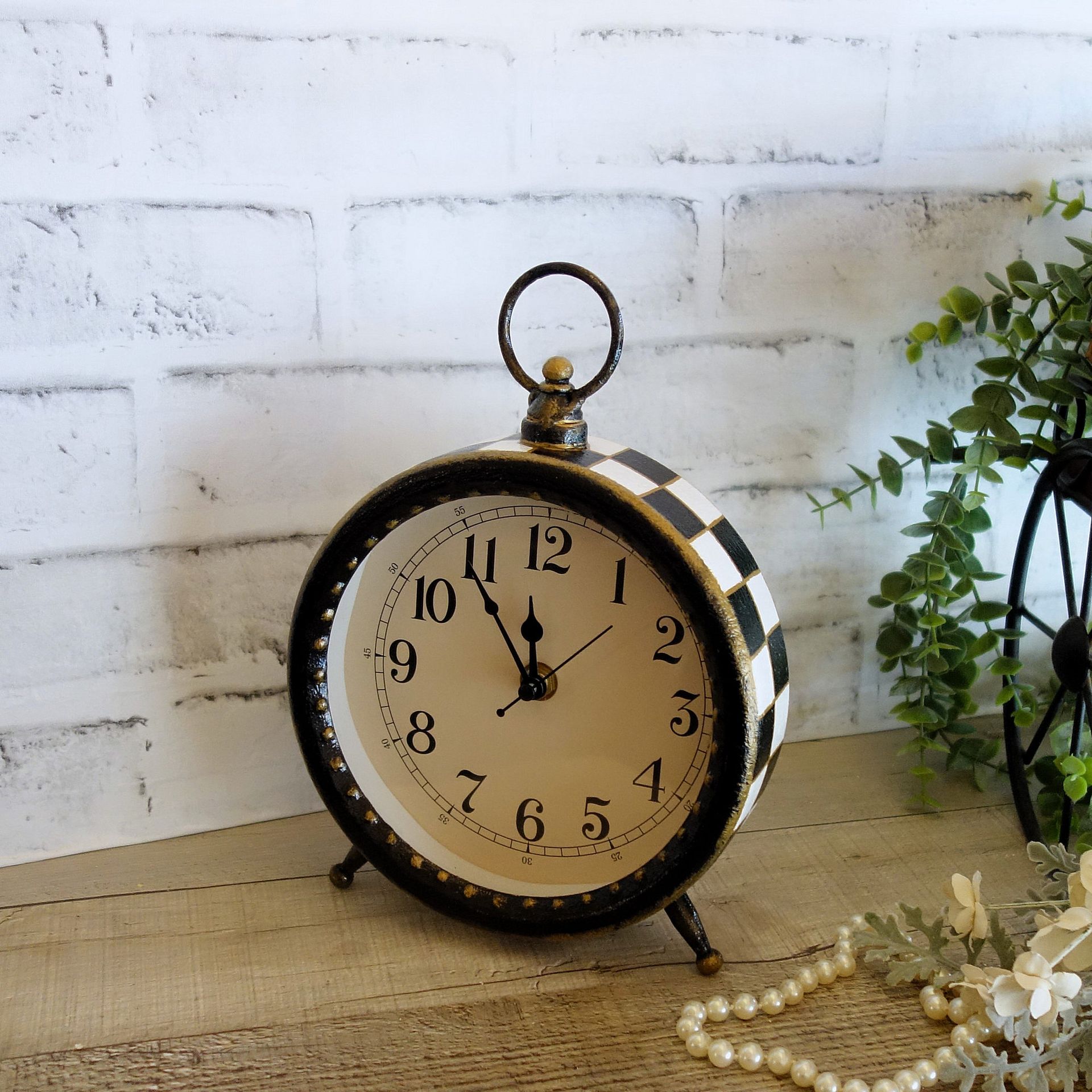 Courtly Clock Hand Painted Checks Decor Checkered Clock 6 