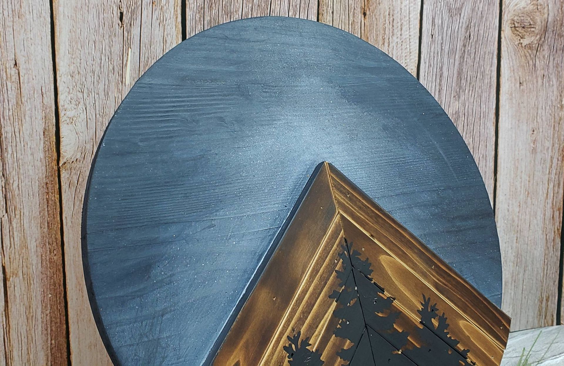 12in Round Rustic Mountain Wall Art. Wall Hanging Decor For The Home. Handmade Gifts. 3