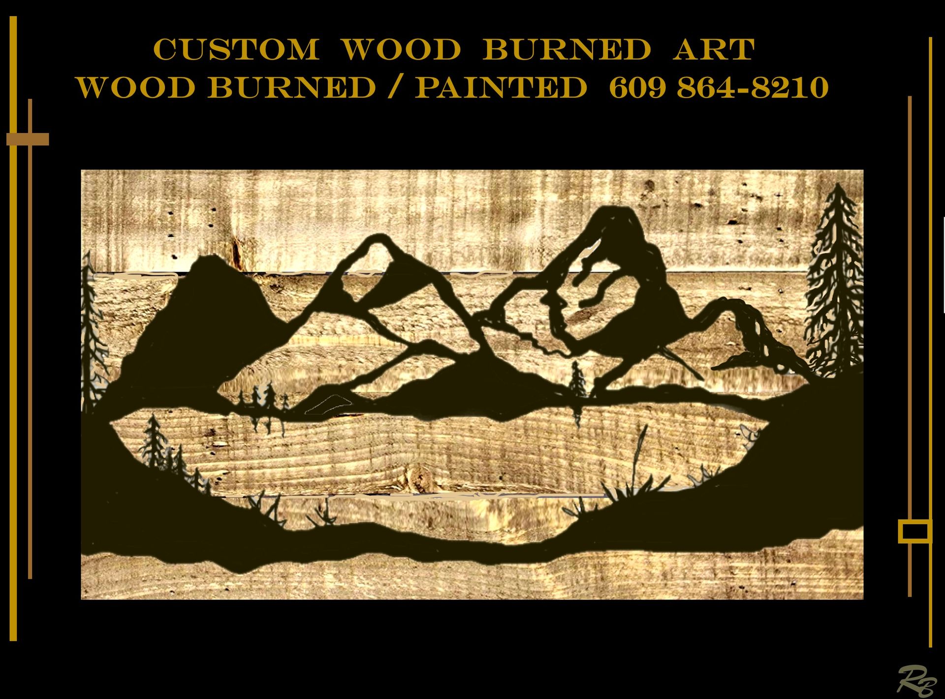 Mountains, Mountains Art, Tree Art, Rustic, Art, Decor, Wall Art, 2