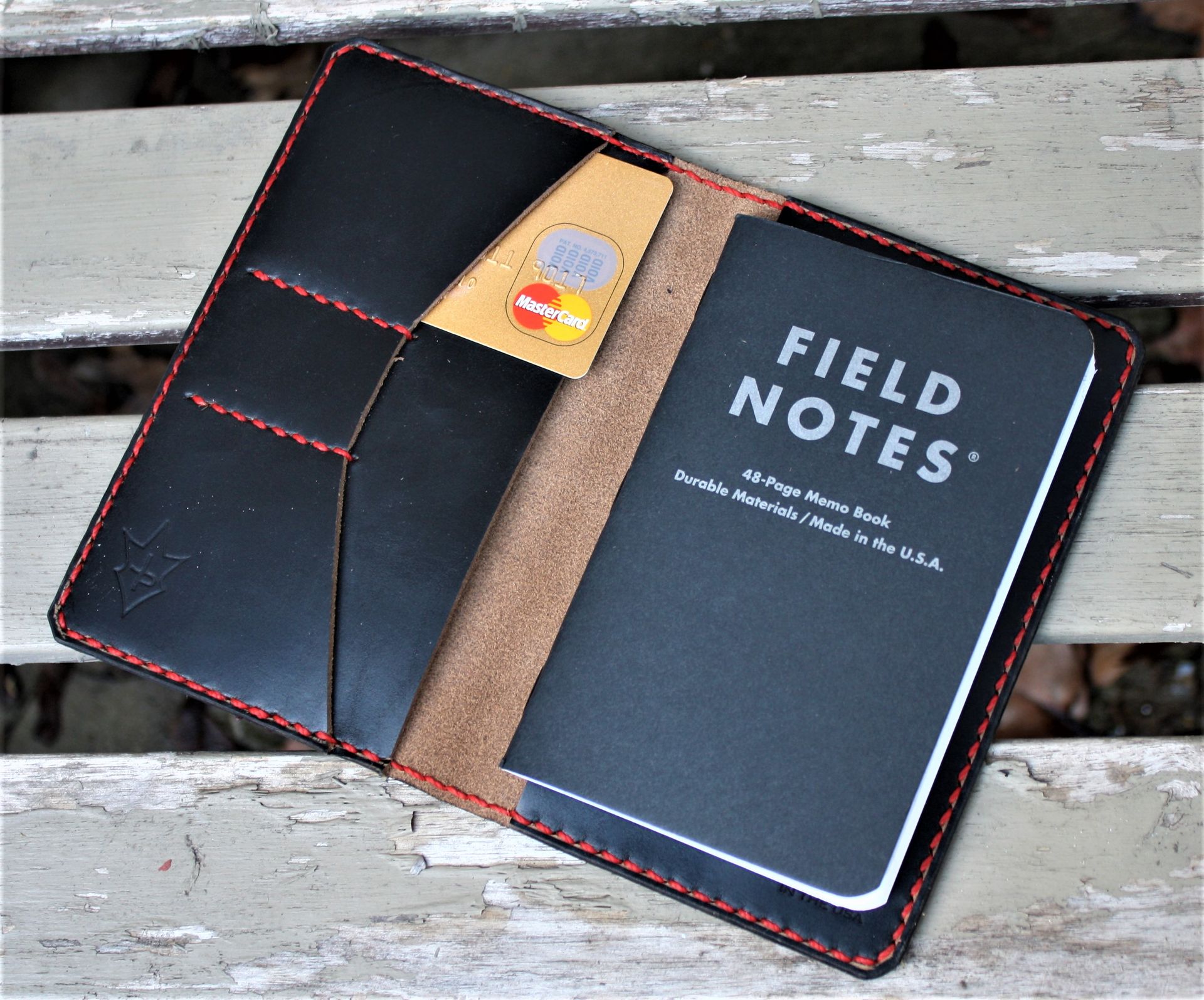 Handmade Horween Chromexcel Black Leather Field Notes Moleskine Cover Wallet