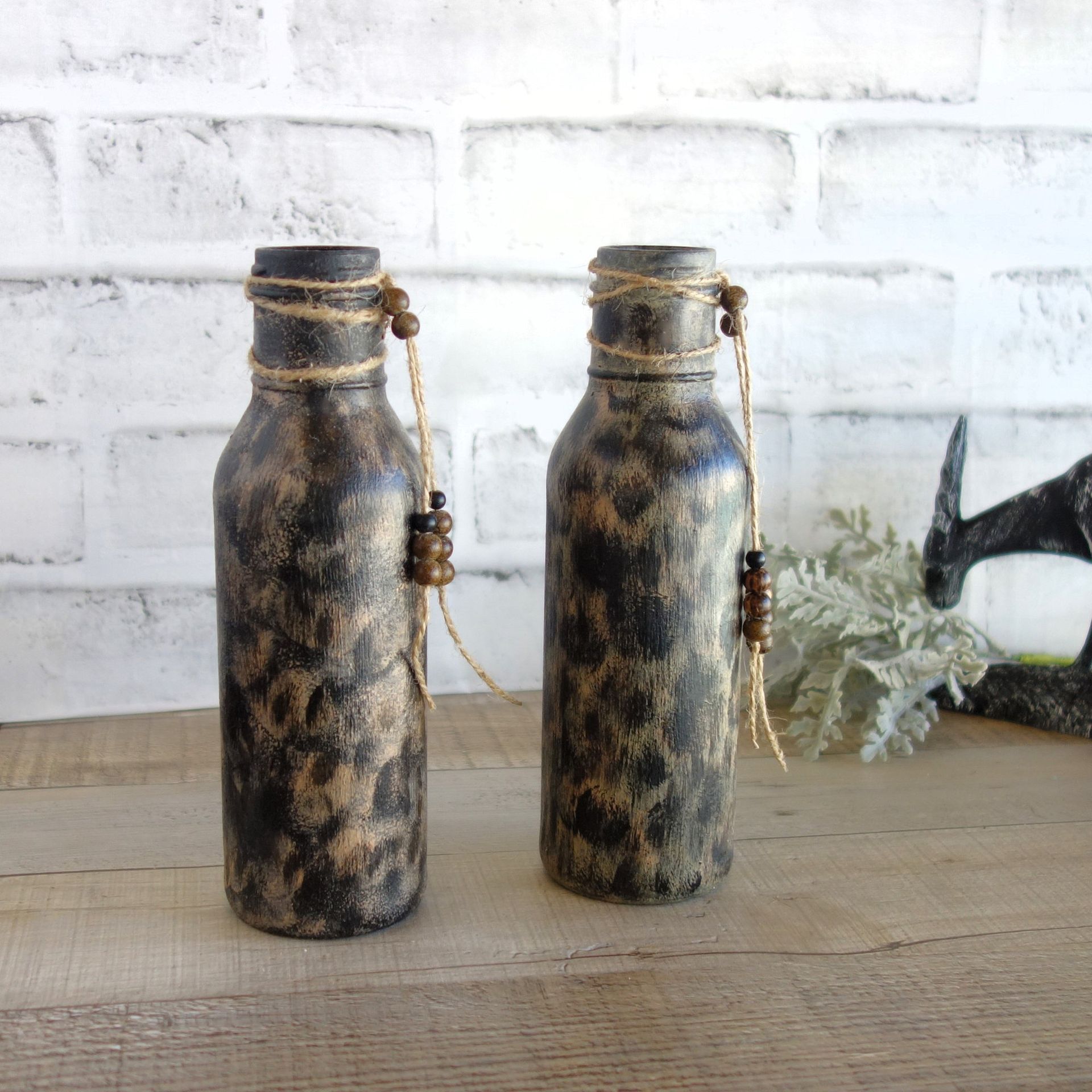 Leopard Print Decor Vase Set African Decor Safari Decor Cheetah Jaguar Print 5 