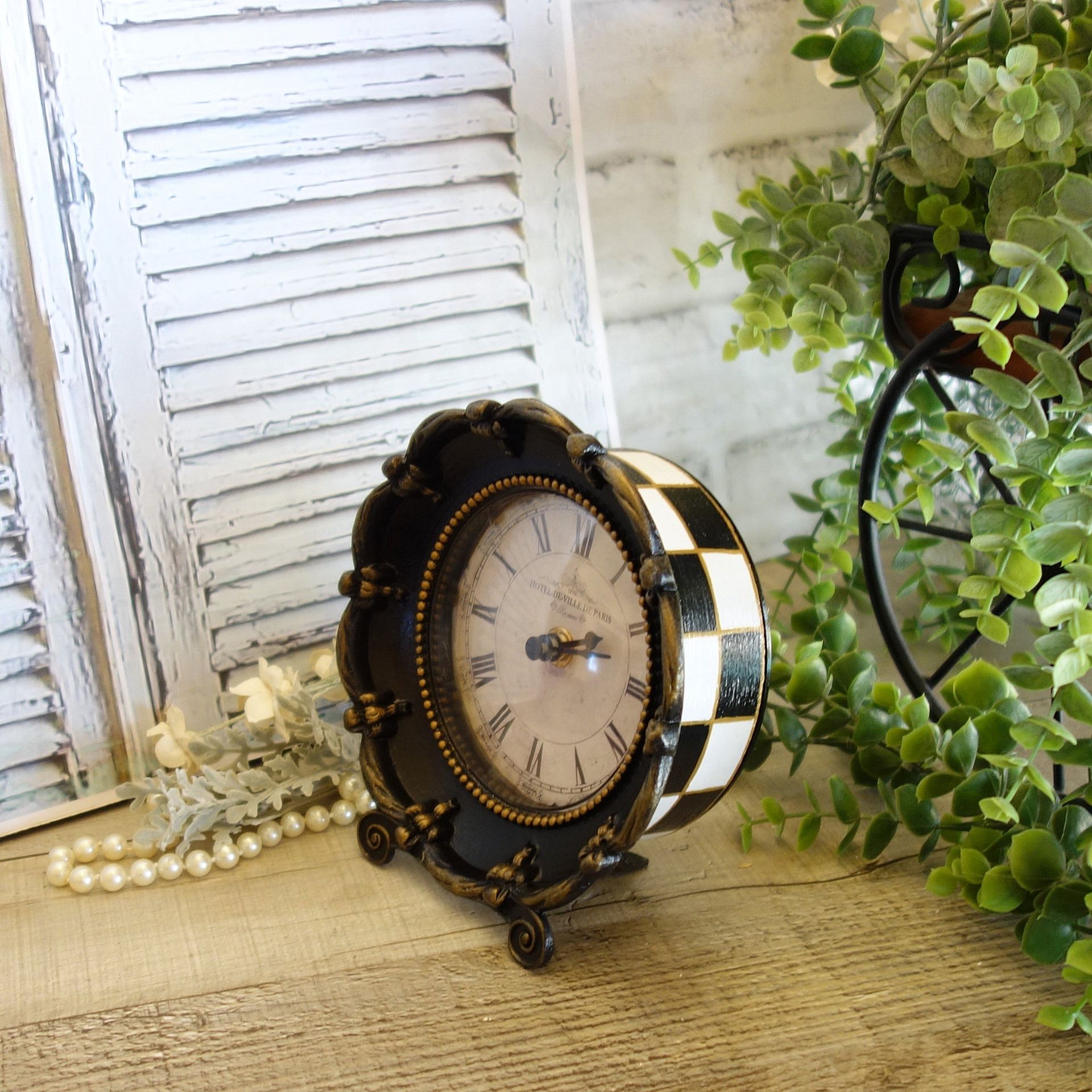 Courtly Clock Checked Clock Hand Painted Black And White Checks Clock 4 