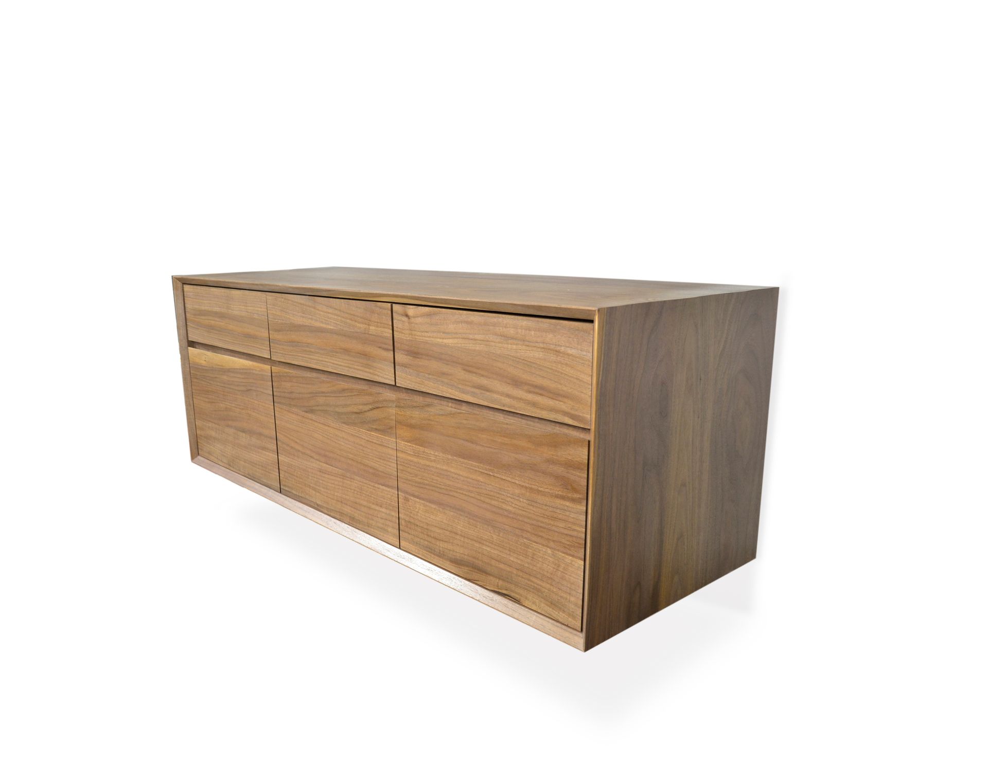 Modern Floating Walnut Credenza 3 