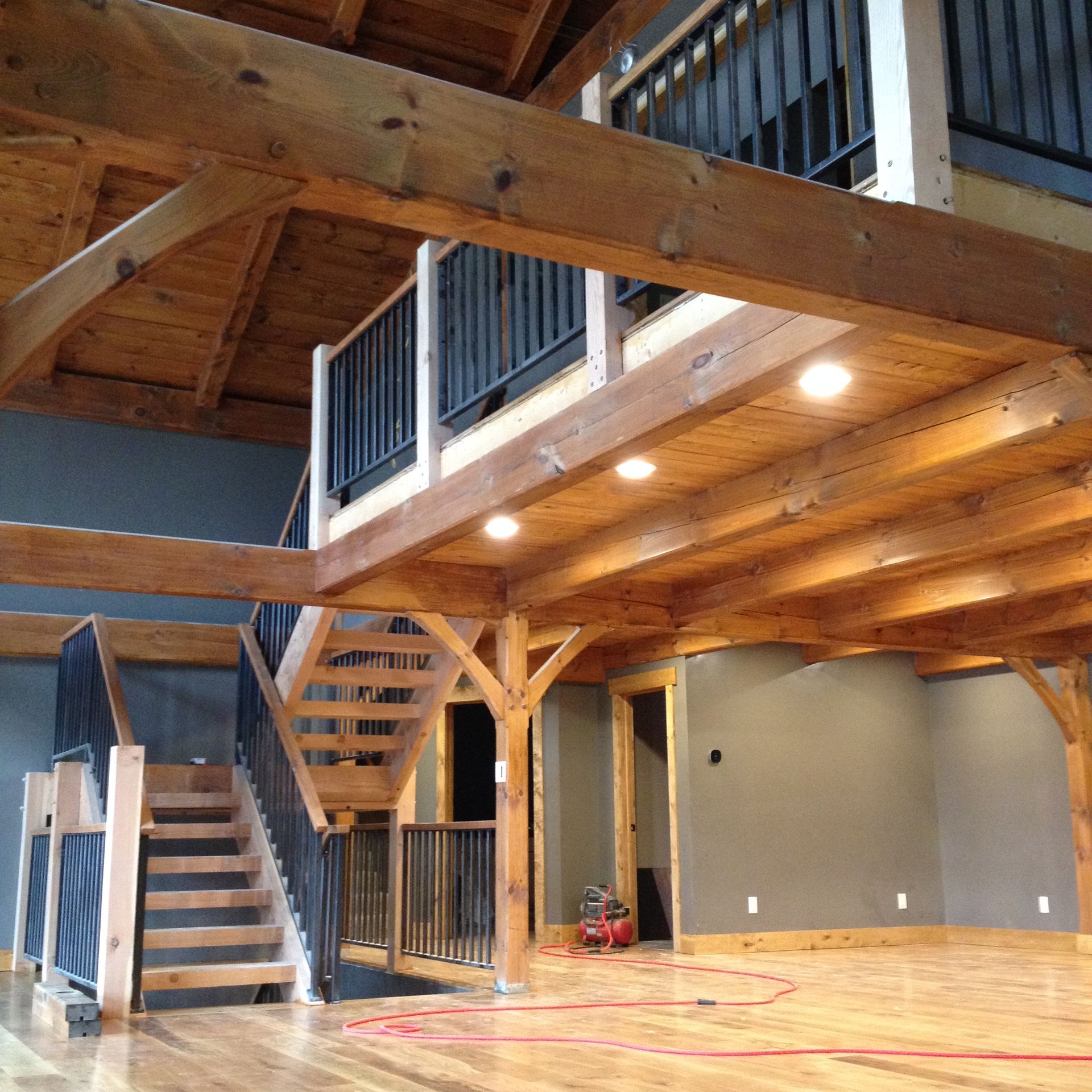 Vertical Bar Railing With Oak Top Rails 2 
