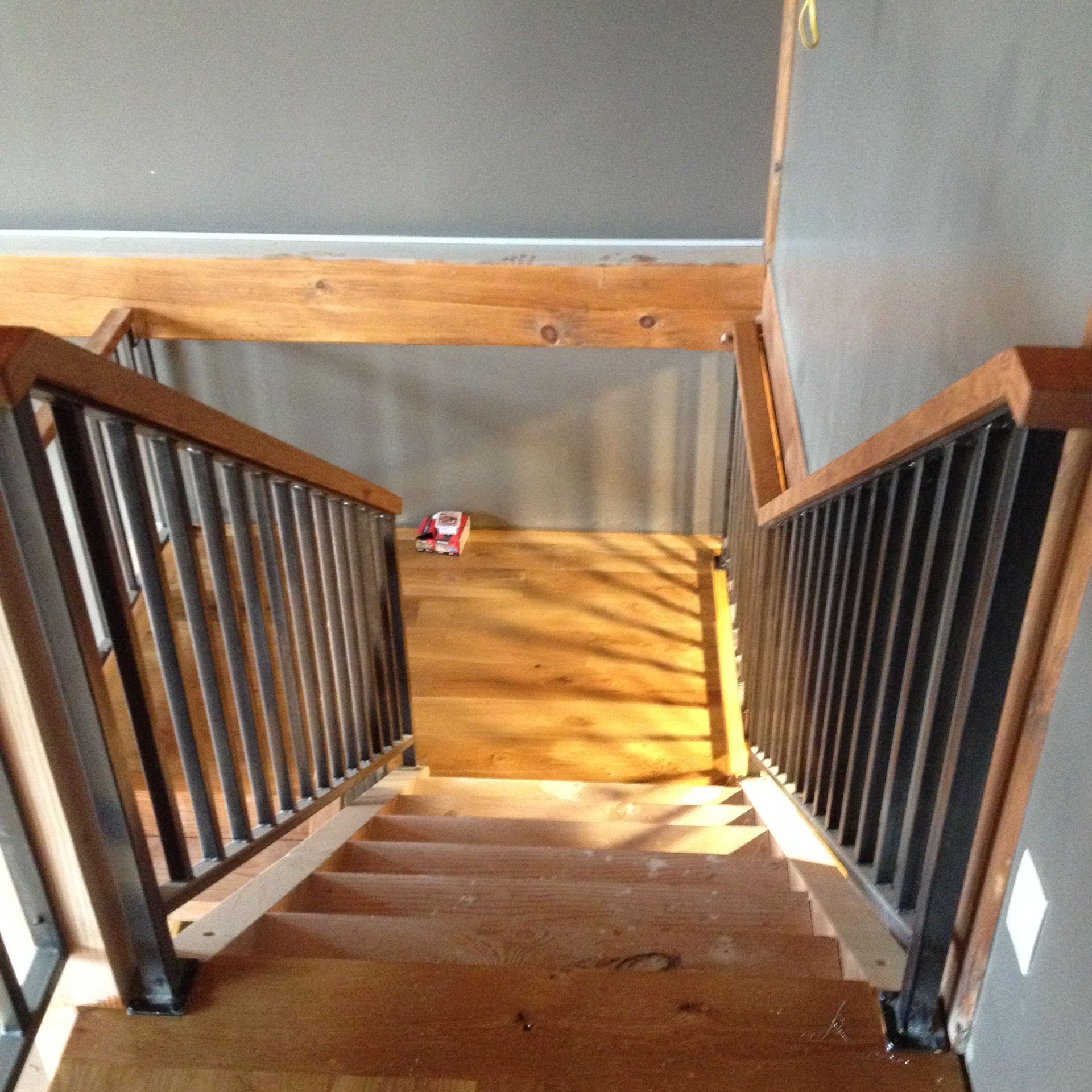 Vertical Bar Railing With Oak Top Rails 4 