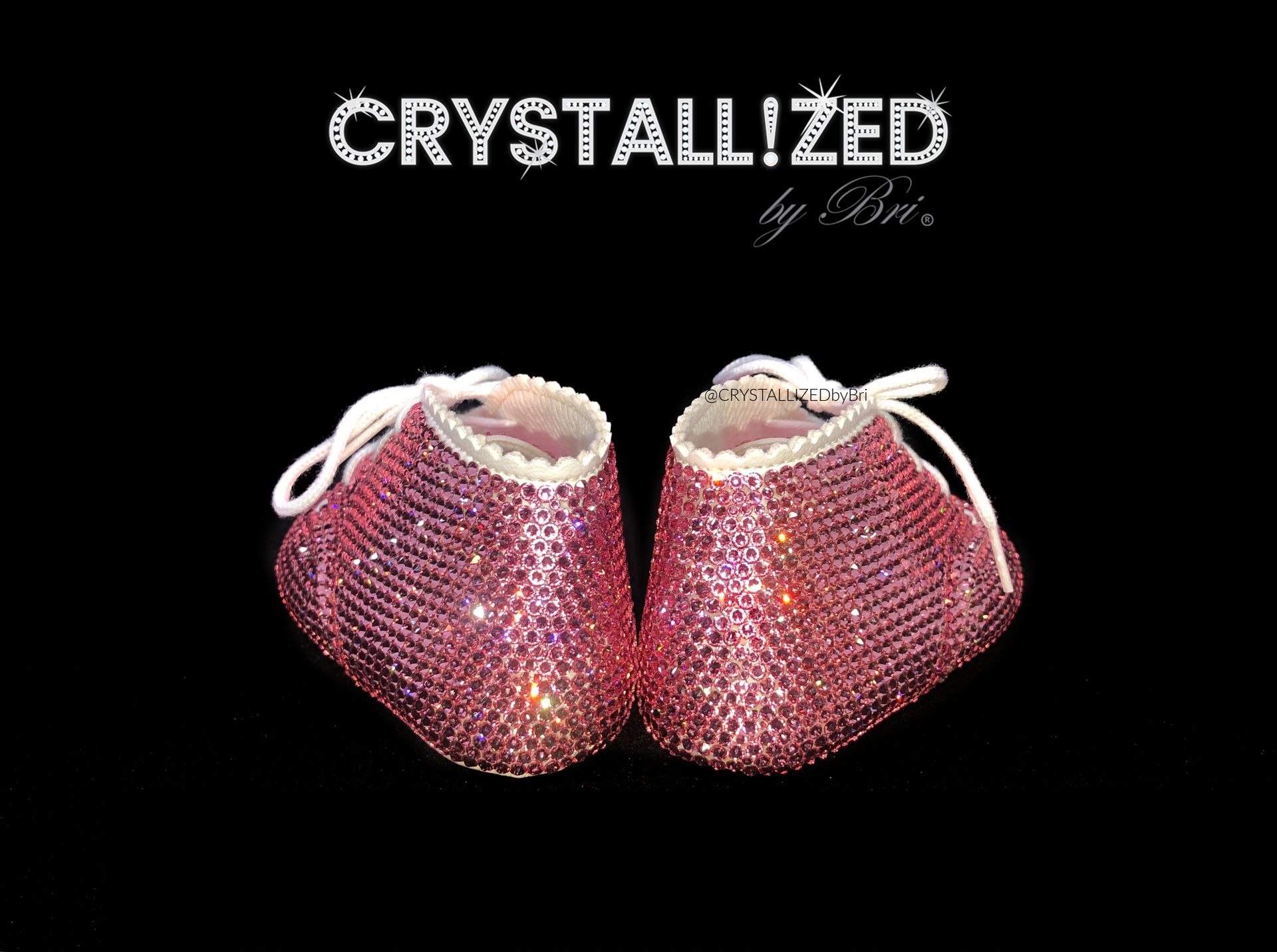 Crystallized Baby Booties Baptism Boys Crib Shoes Bling Genuine European Crystals Bedazzled 2 