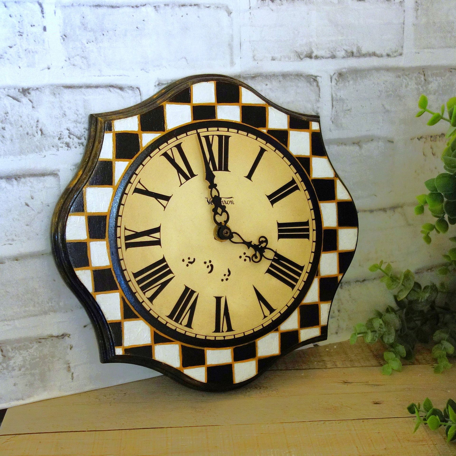 Courtly Clock Black And White Checked Kitchen Clock Buffalo Checked Wall Clock 4 