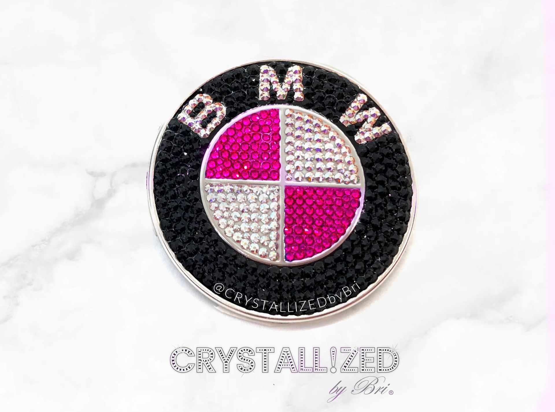 Pink Bmw Emblem With Genuine European Crystals Crystallized Roundel Car Emblem Bling Bedazzled 2 