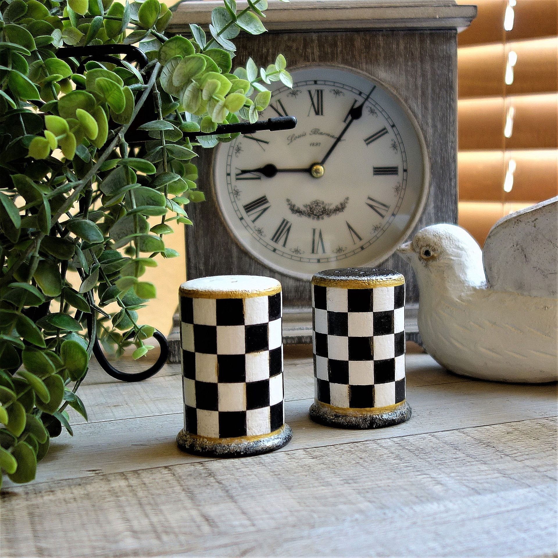 Whimsical Checks Salt And Pepper Shaker Checkered Decor 3 